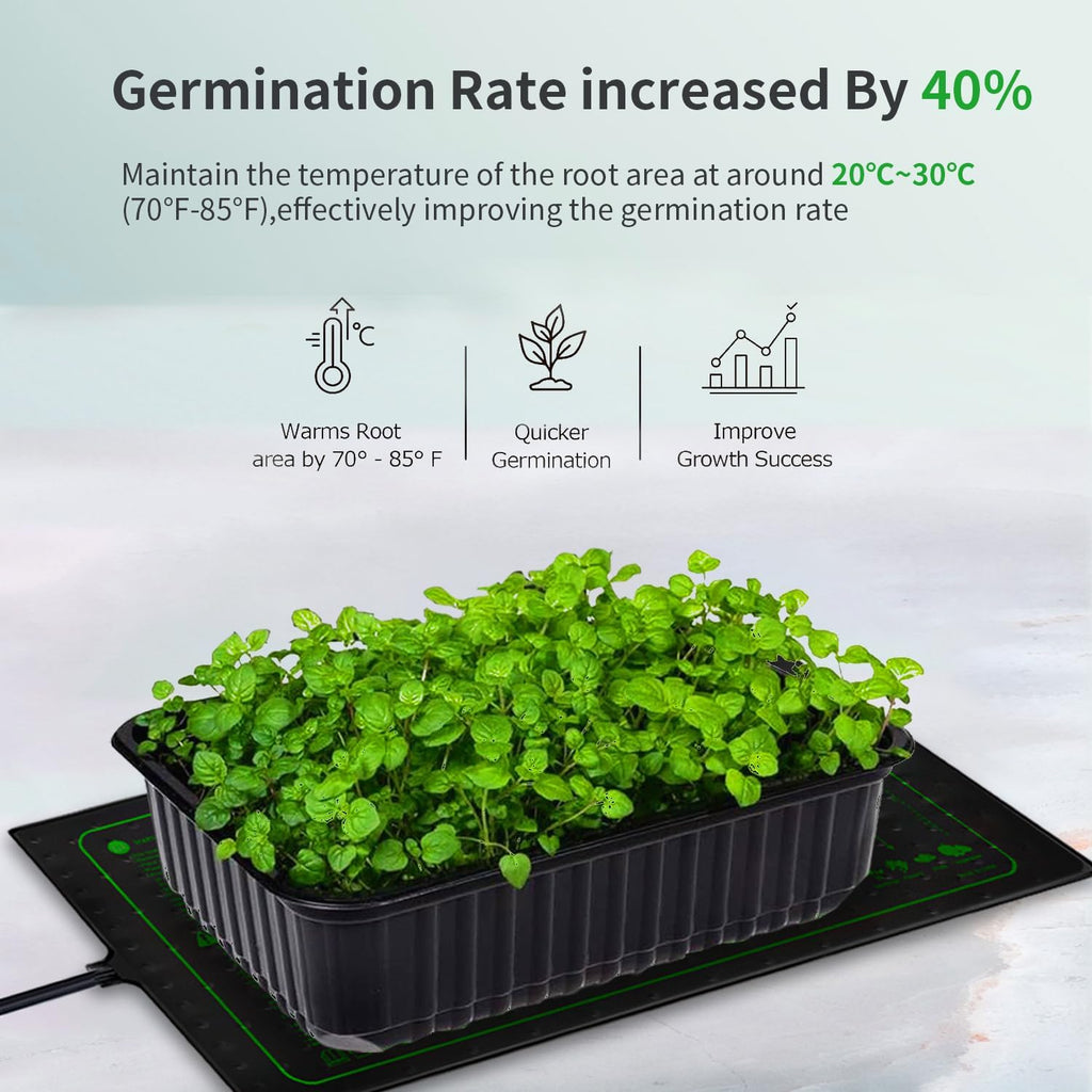 10"x20" Seedling Heat Mat for Seed Starting and Germination,2 Pack | Durable Waterproof Hydroponic Heating Pad with ETL
