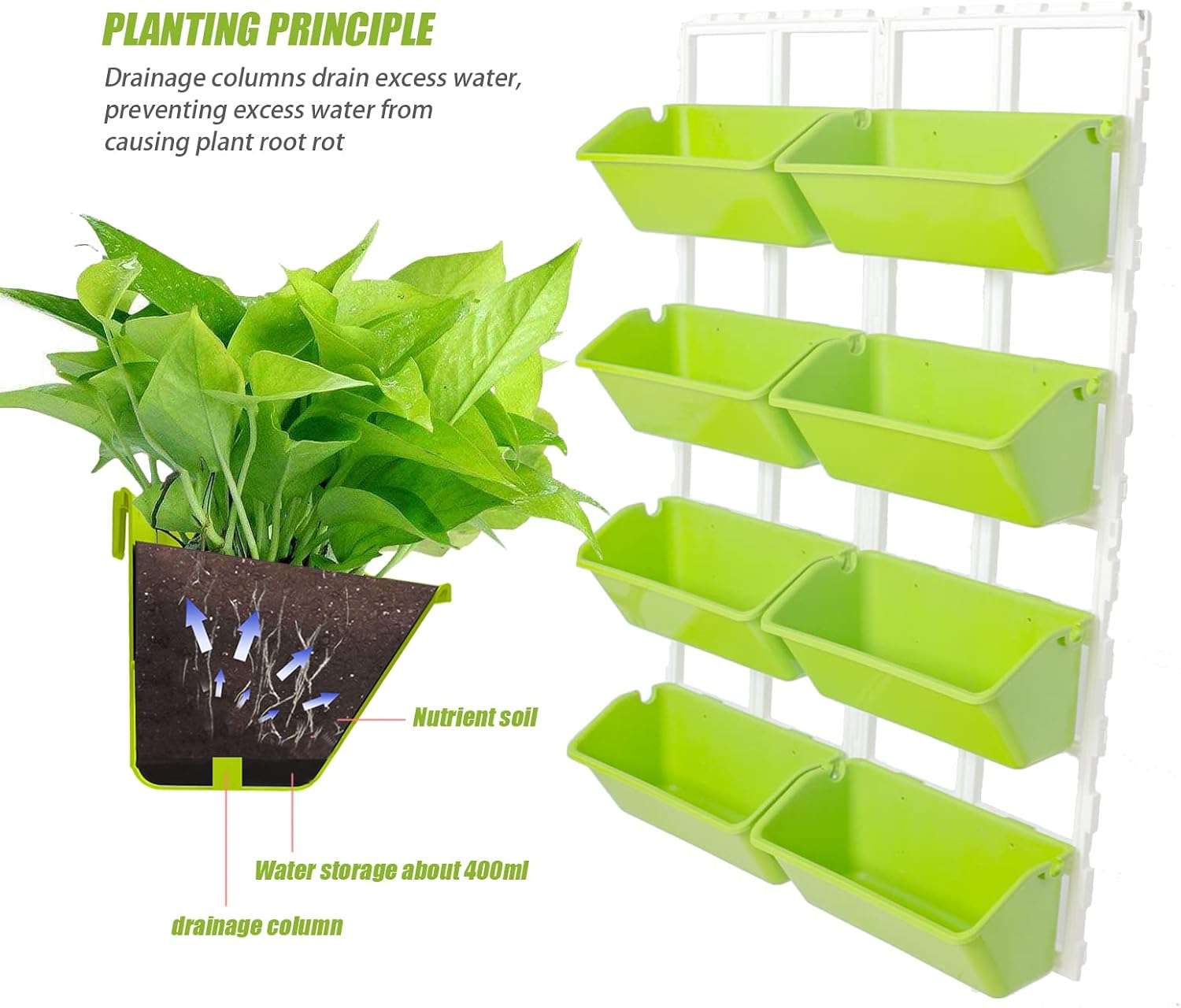 Vertical Garden Wall Planter, Wall Mounted Planter 4-Tier 8 Pockets Vertical Garden Wall Planter Raised Beds Hanging