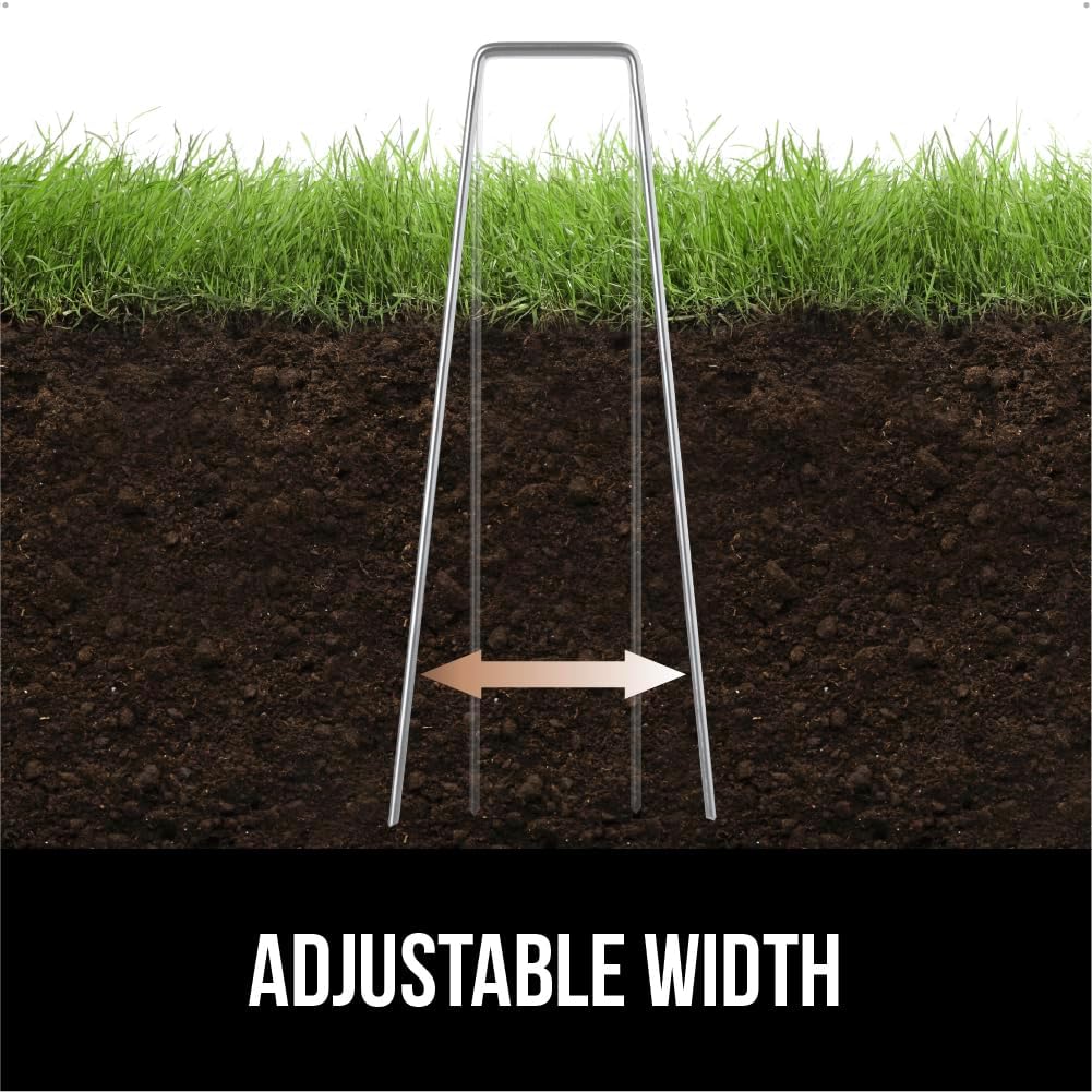 GORILLA GRIP Premium Landscape Staples 200 Pack 6 Inch, Heavy Duty 11 Gauge Galvanized Steel Garden Stakes, Sharp Rust
