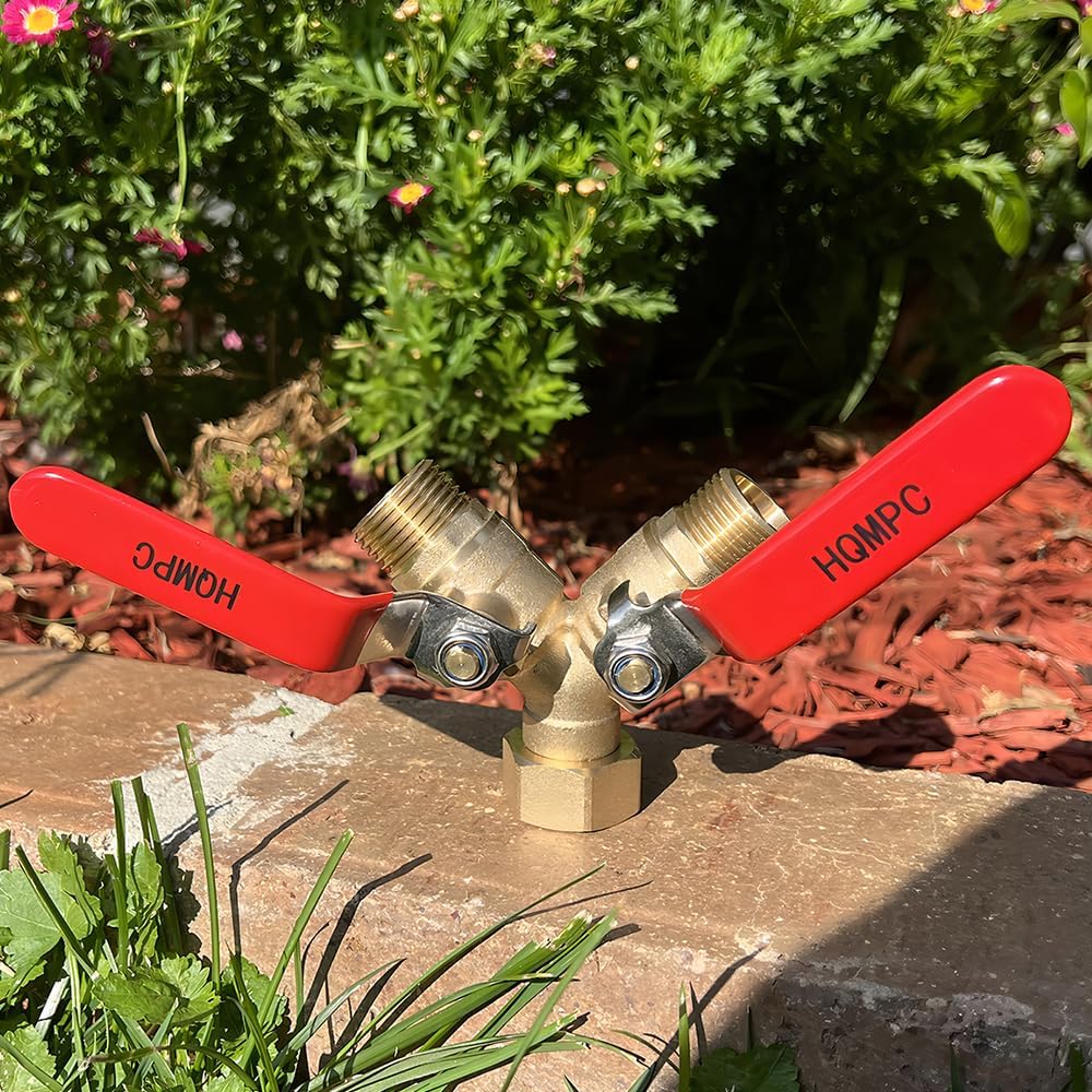 Garden Hose Y Valve Splitter Brass Hose Splitter With Stainless Steel Long Handle Brass Garden Hose Adapter 2 Way Y