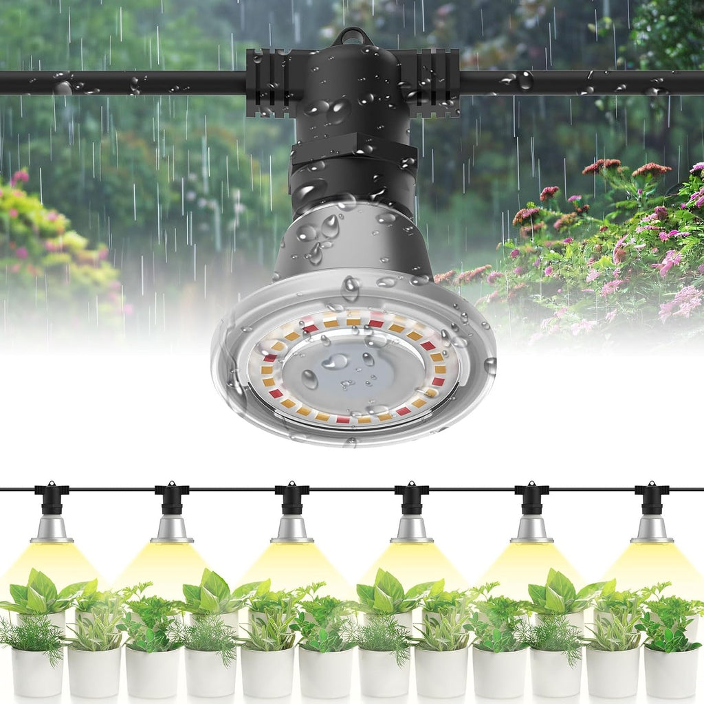 SANSI Hanging Grow Light for Indoor Outdoor Plants, 72W IP65 Waterproof | 6 LED Bulbs, Hooks Included, Optical Lens