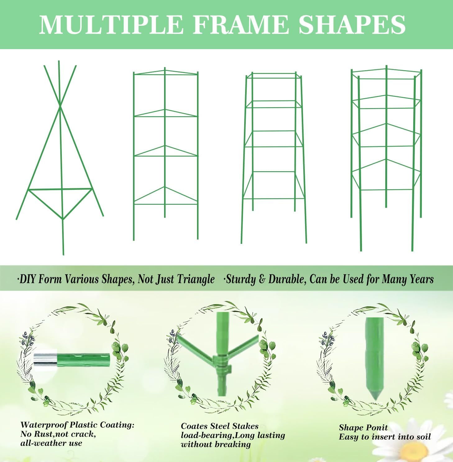 Moirsunt 66Inch Tomato Cage for Garden, 4Pack Plant Support Garden Stakes | Versatile Tomato Stakes Trellis for Raised