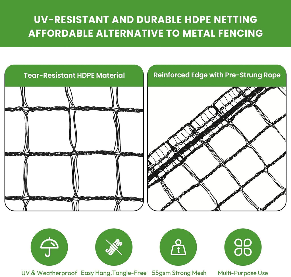 Deer Fence for Garden 4ftx50ft, Plastic Mesh Garden Fencing with Pre-Strung Reinforced Edge, Durable Temporary Fencing