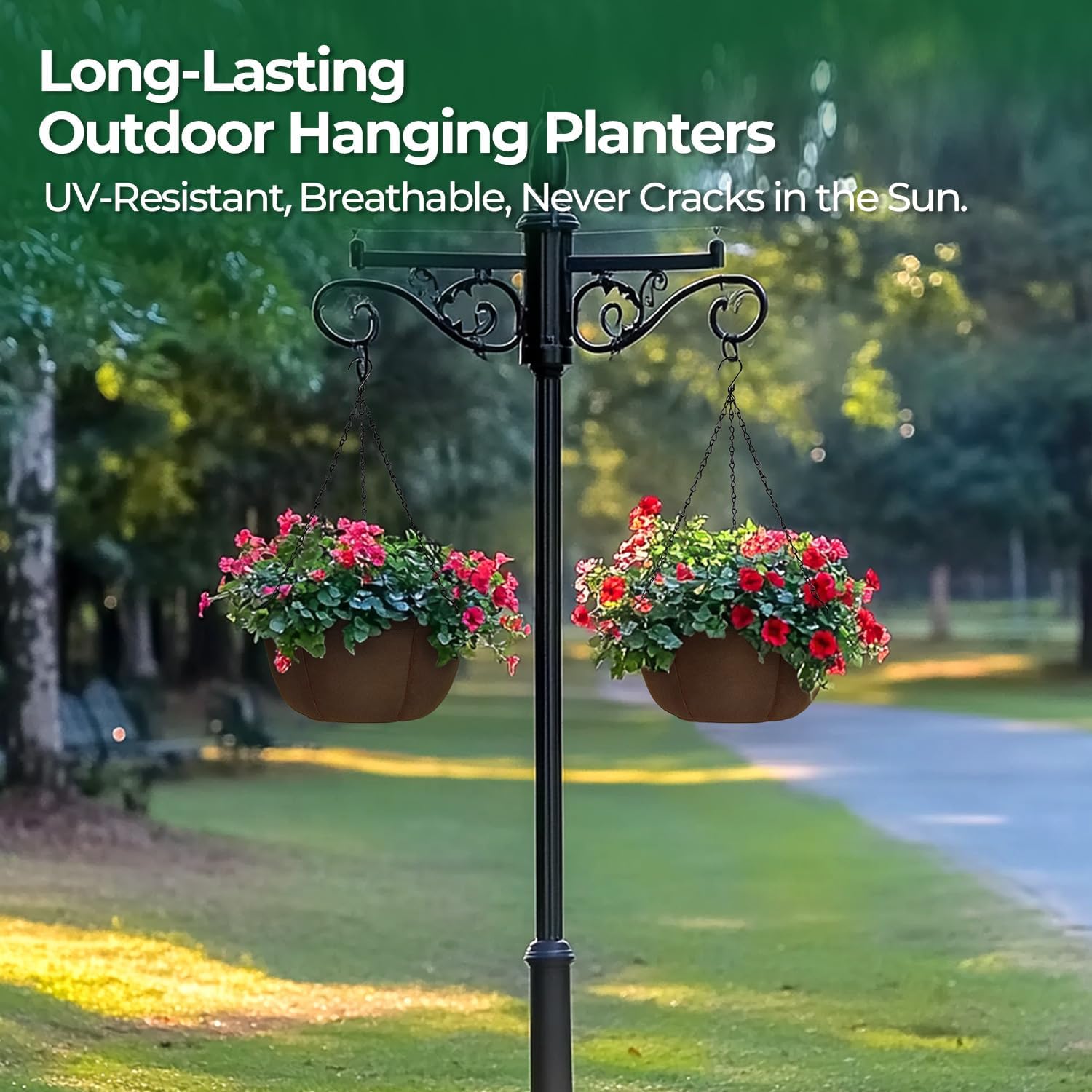 T4U Hanging Planter for Plants Outdoor 12 Inch, Fabric Pots 4 Pack | Breathable hanging grow bags with sturdy straps