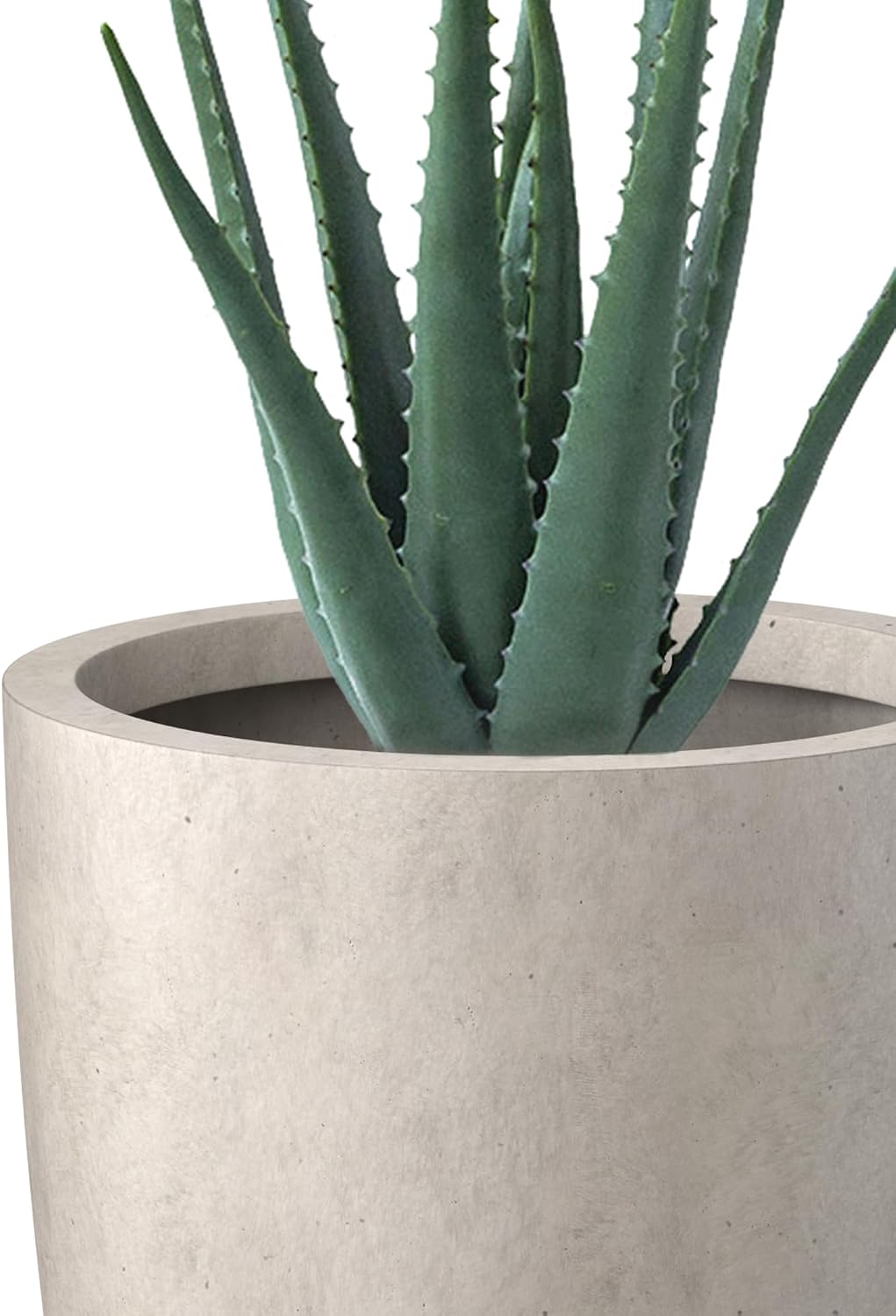 Kante Small Round Tapered Weathered Concrete Planter 18.1" Tall, Outdoor | Rubber Plug for Indoor, Drainage for Garden