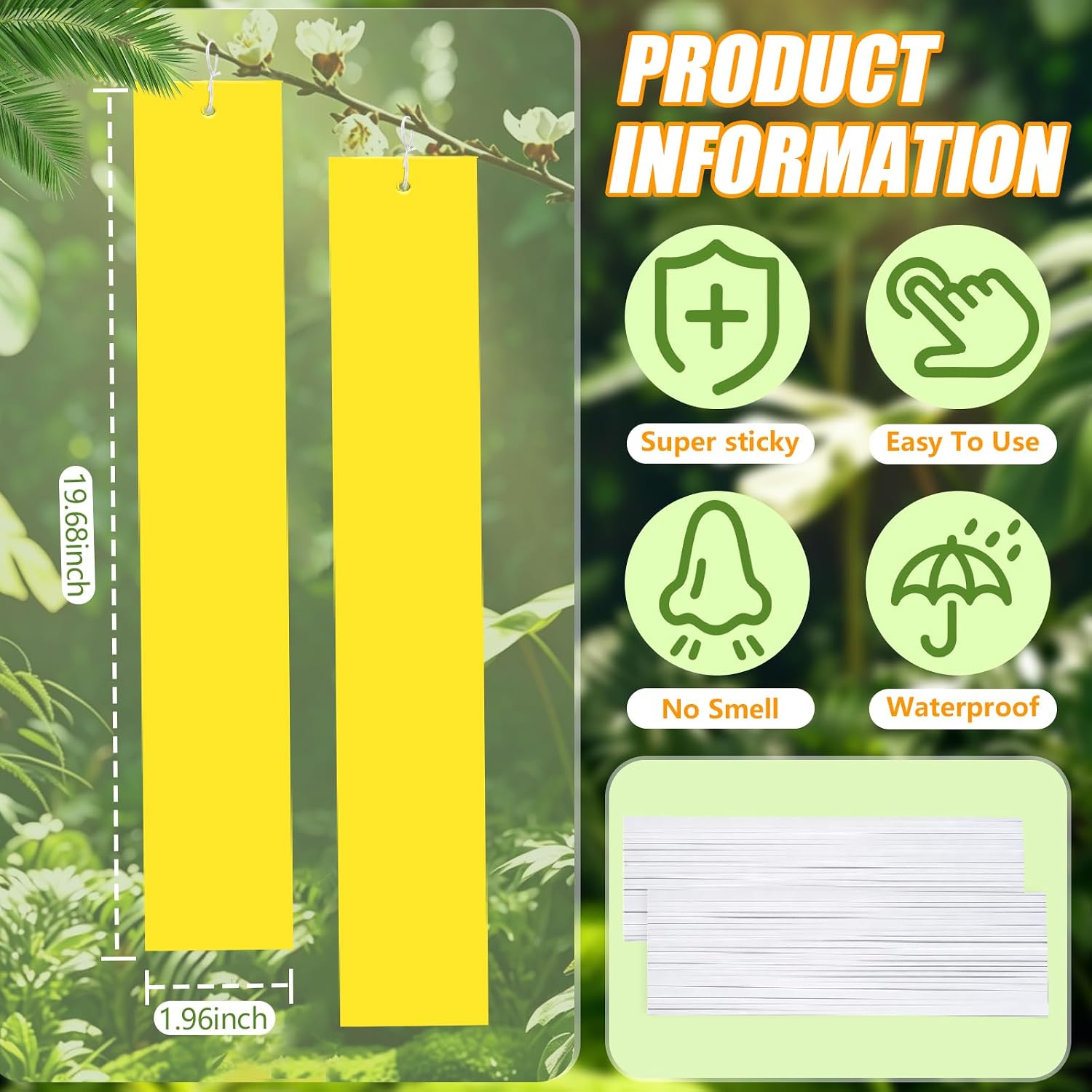 100 Pack Yellow Sticky Fly Traps for Gnats Indoor Outdoor with Twist Ties Double Sided Hanging Fly Paper Strips for