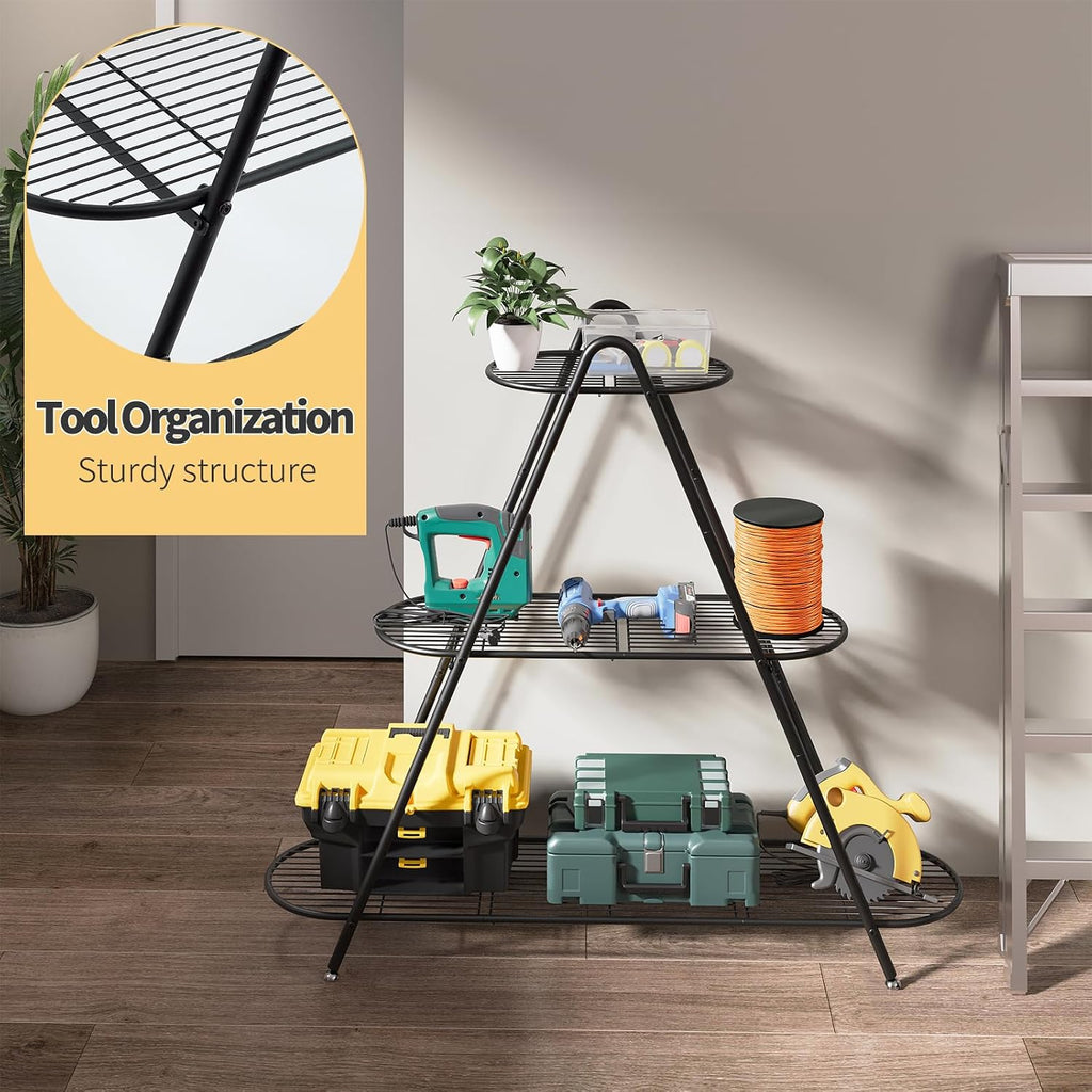 Plant Stand for Patio, 3-Tier Metal Plant Shelf–Indoor/Outdoor Display Rack for Multiple Pots, Heavy Duty Plants