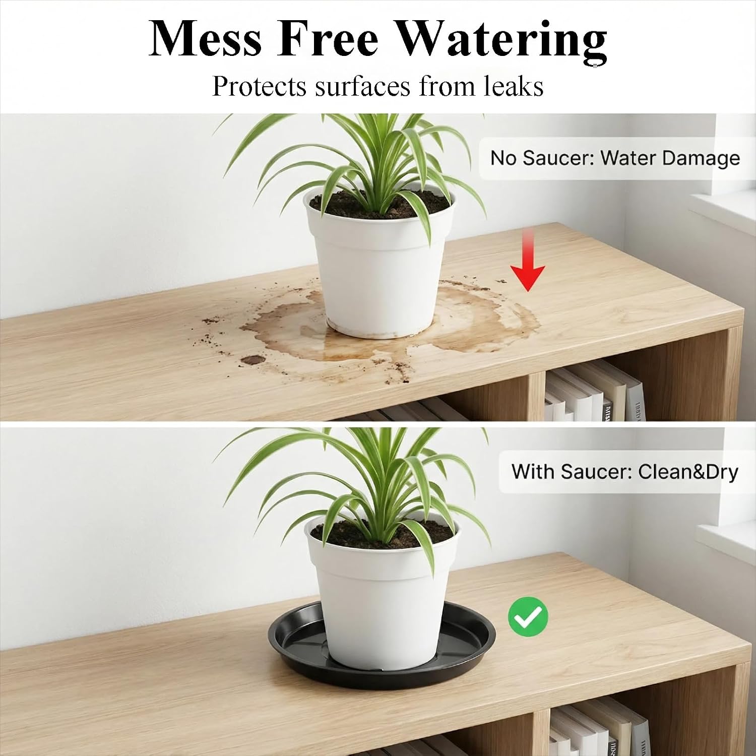 10 Pack Plant Saucer 20 Inches Plastic Drip Trays to Catch Water, Black | Round plastic flower pot saucers for indoors