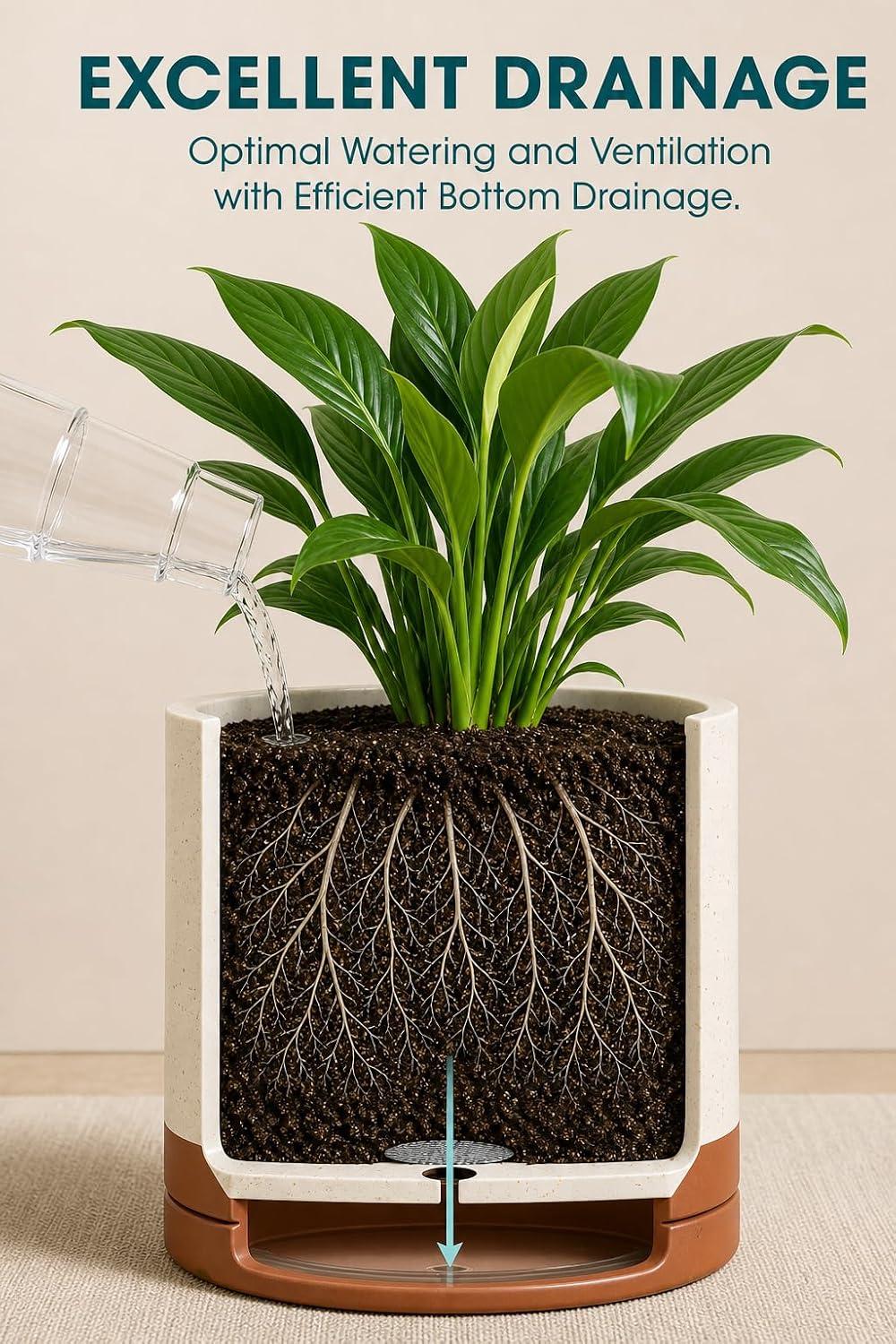 vancasso Ceramic Plant Pots, 3 Piece Planters for Indoor Plants, Khaki | 4.25+5.25+6.25 Inch Flower Pots with Drainage