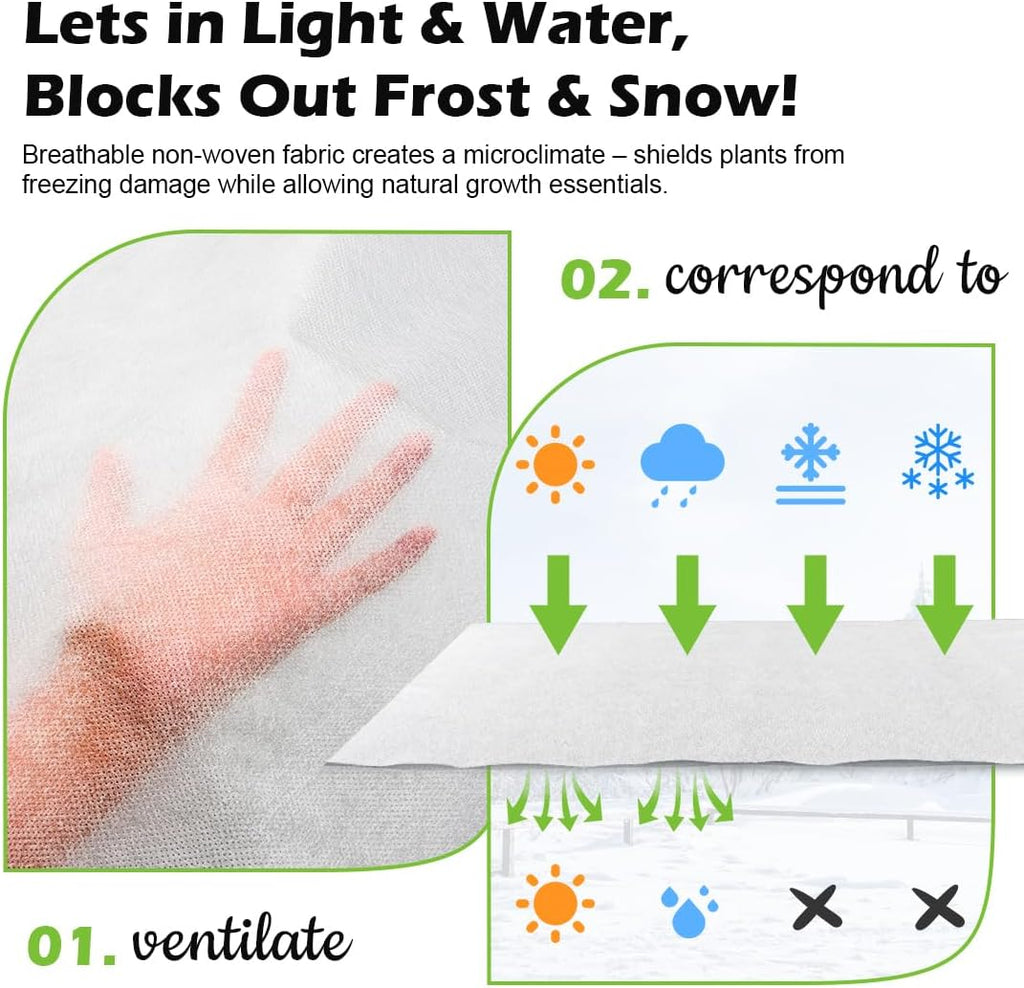 BTPLASTIK Frost Protection Covers for Outdoor Plants 10 x 100Ft, Winter Plant Blankets Freeze Cloths, Folded Rolling