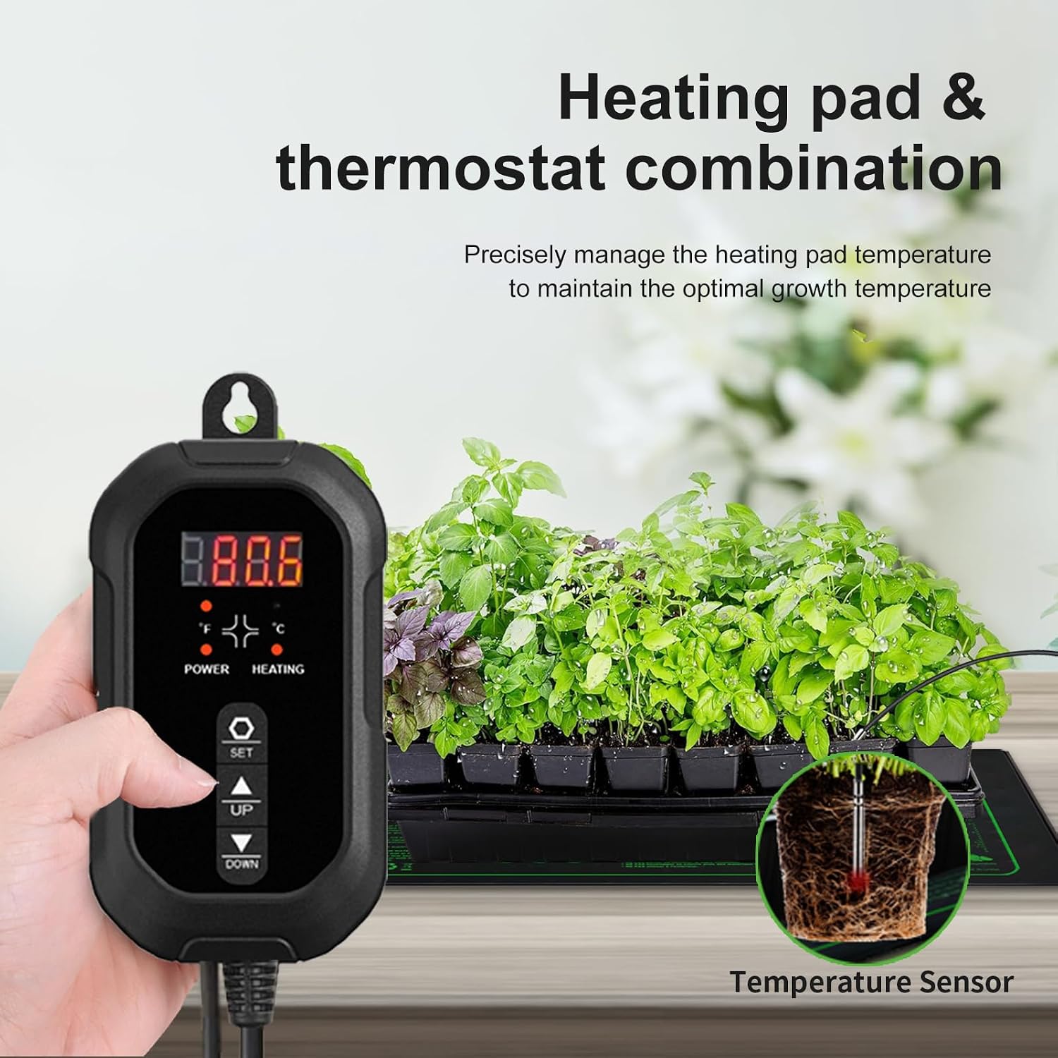 20"x20" Durable Seedling Heat Mat with Thermostat Controller | Durable Waterproof Hydroponic Heating Pad with ETL