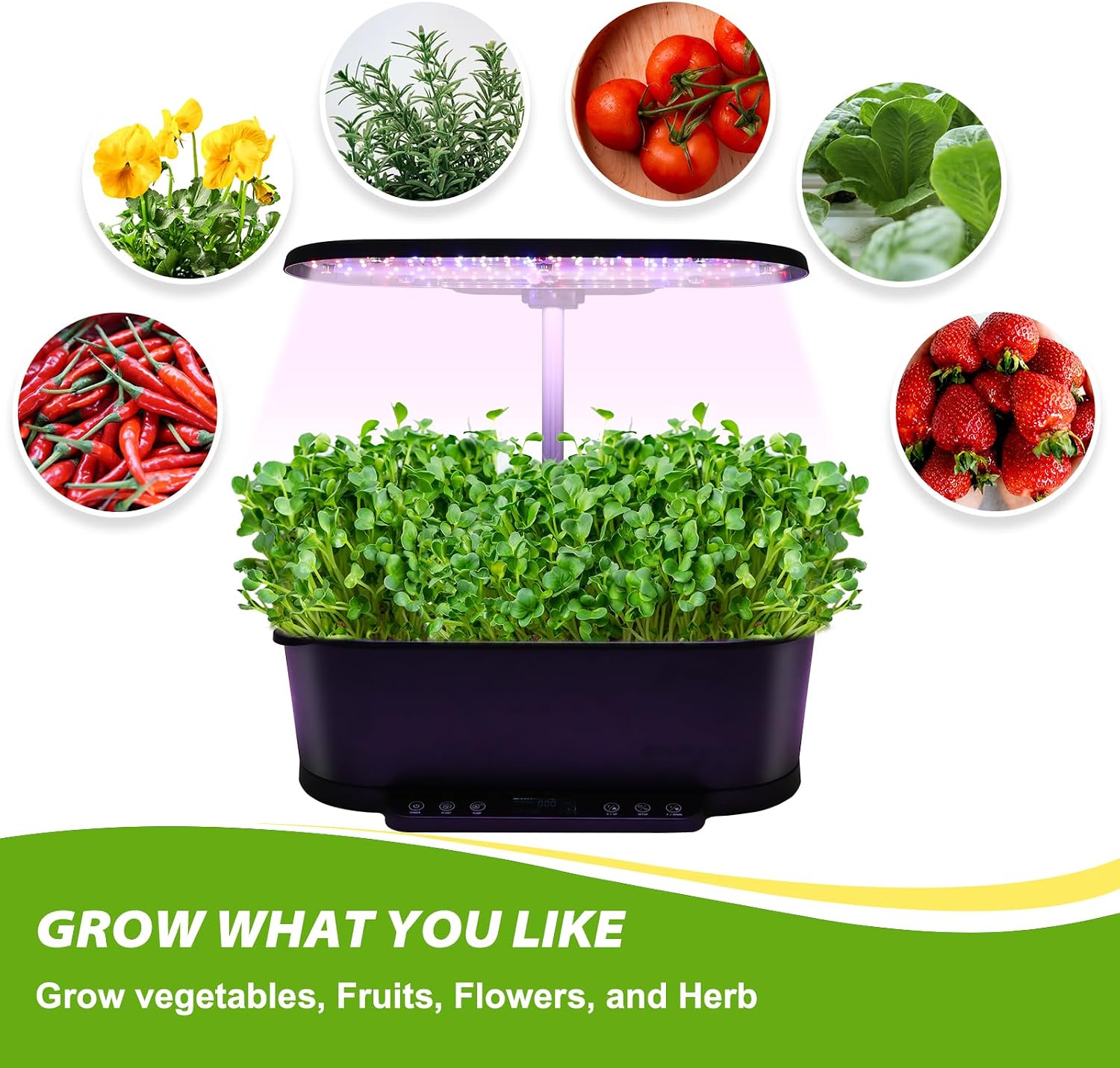 EAGLE PEAK 15 Pods Hydroponics Growing System with WiFi, 5.5 L Water Tank, Smart Indoor Plants Germination Kit with LED