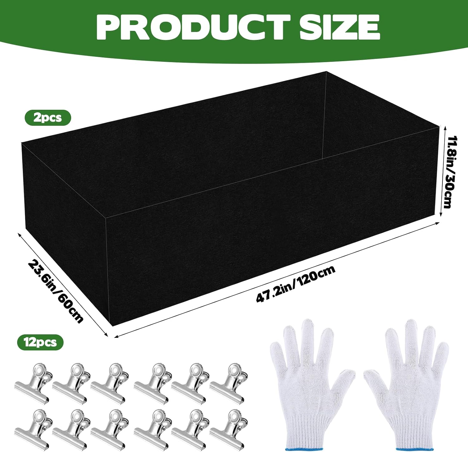 2 Sets Raised Garden Bed Liner Bag, 4 x 2 x 1 ft Breathable Grow Bed Fabric Liners with Clips Gloves, Garden Grow Bed