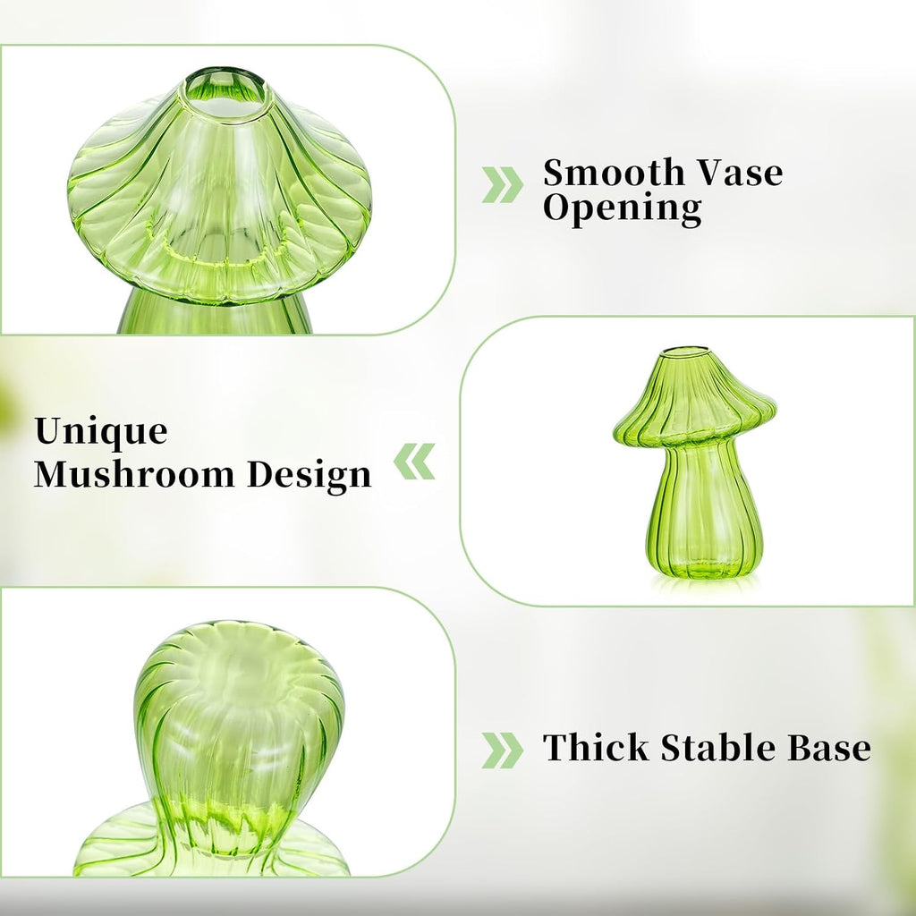 Glasseam Mushroom Plant Propagation Station, Set of 5 Glass Terrarium Jars | Colorful Handmade Small Hydroponic