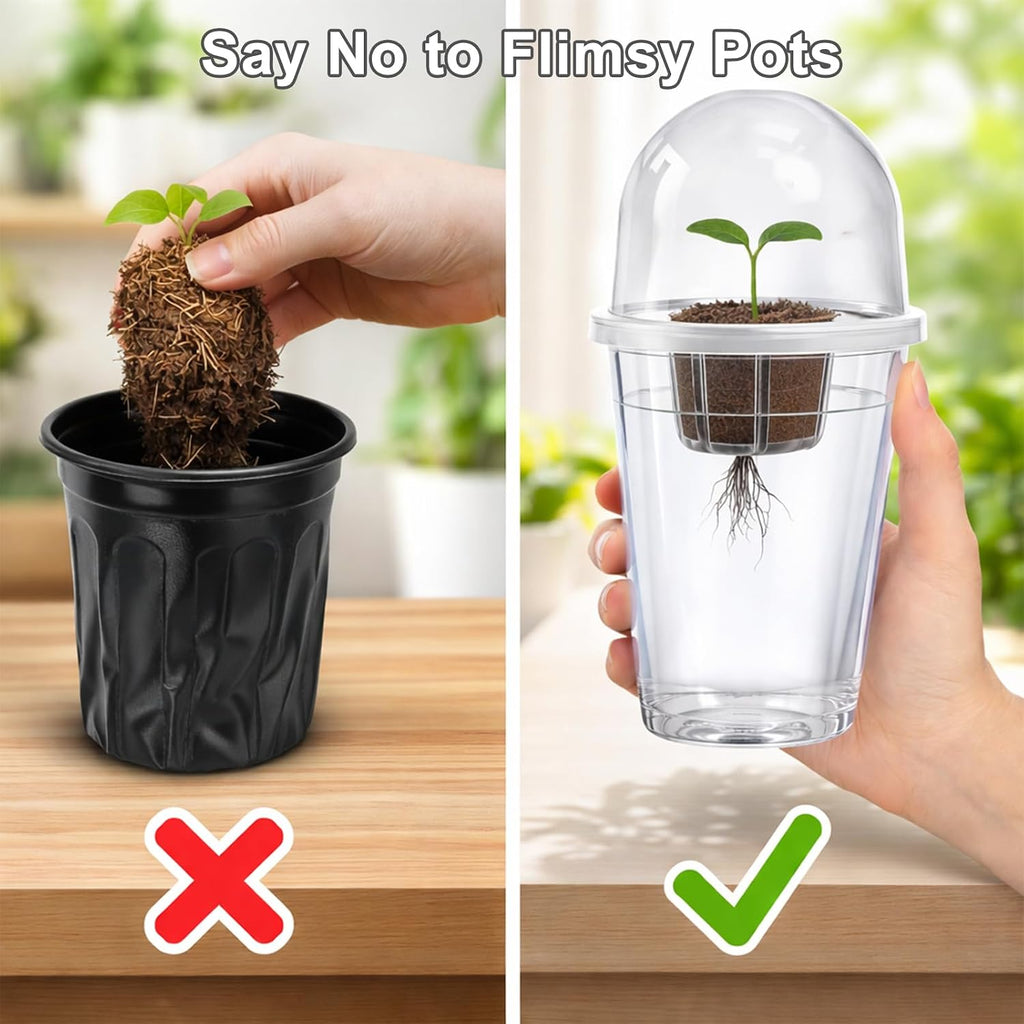 12 Pack 5in1 Seed Starter Cup Kit With Dome,Propagation Cups Self Watering | Tabletop Mini Greenhouse Hydroponics