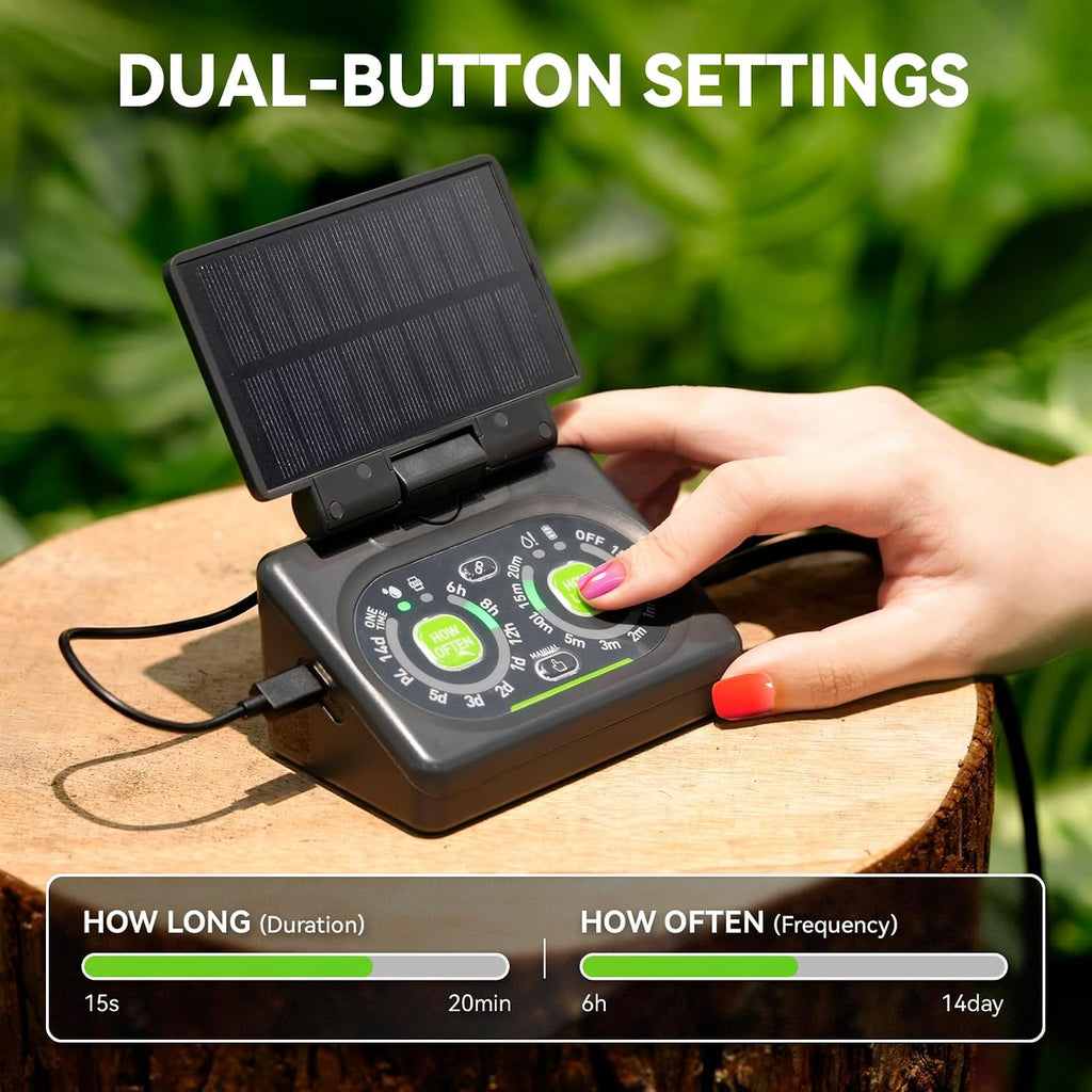 RAINPOINT Programmable Solar Drip Irrigation System for Indoor Houseplant Support Up to 15 Plants, Compact Vacation