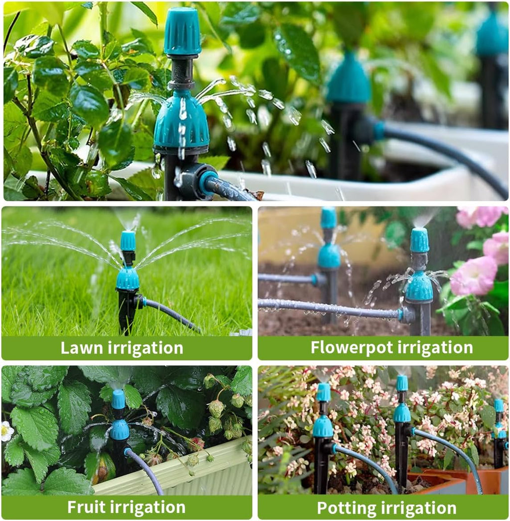 Drip Irrigation System 98ft, Fast Connect Automatic Irrigation Kit with 12mm, 6mm Blank Distribution Tubing and