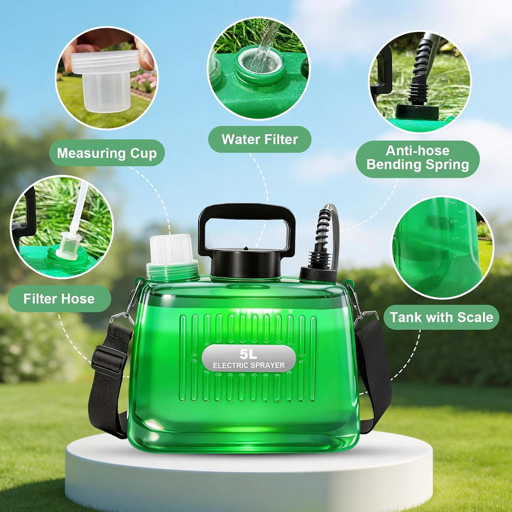 SideKing Battery Powered Sprayer 1.35 Gallon, 3 Adjustable Pressure Electric Weed Sprayer with Battery Indicator