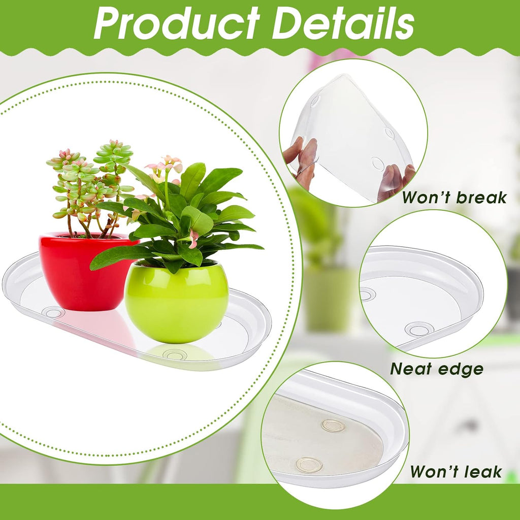 10 Pcs 12 x 6 Inch Plant Tray Plastic Plant Saucer Window Sill Tray Rectangular Drip Trays Plastic Oval for Indoors