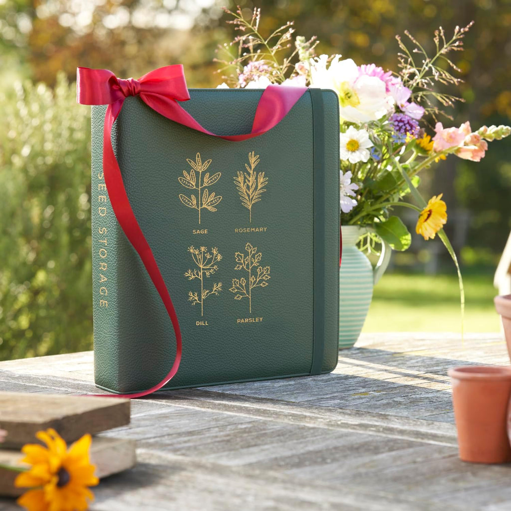 Wildgoose Seed Binder - Garden Seed Packet Organizer, Storage Book, Green | 50 sheet protectors hold 200 envelopes