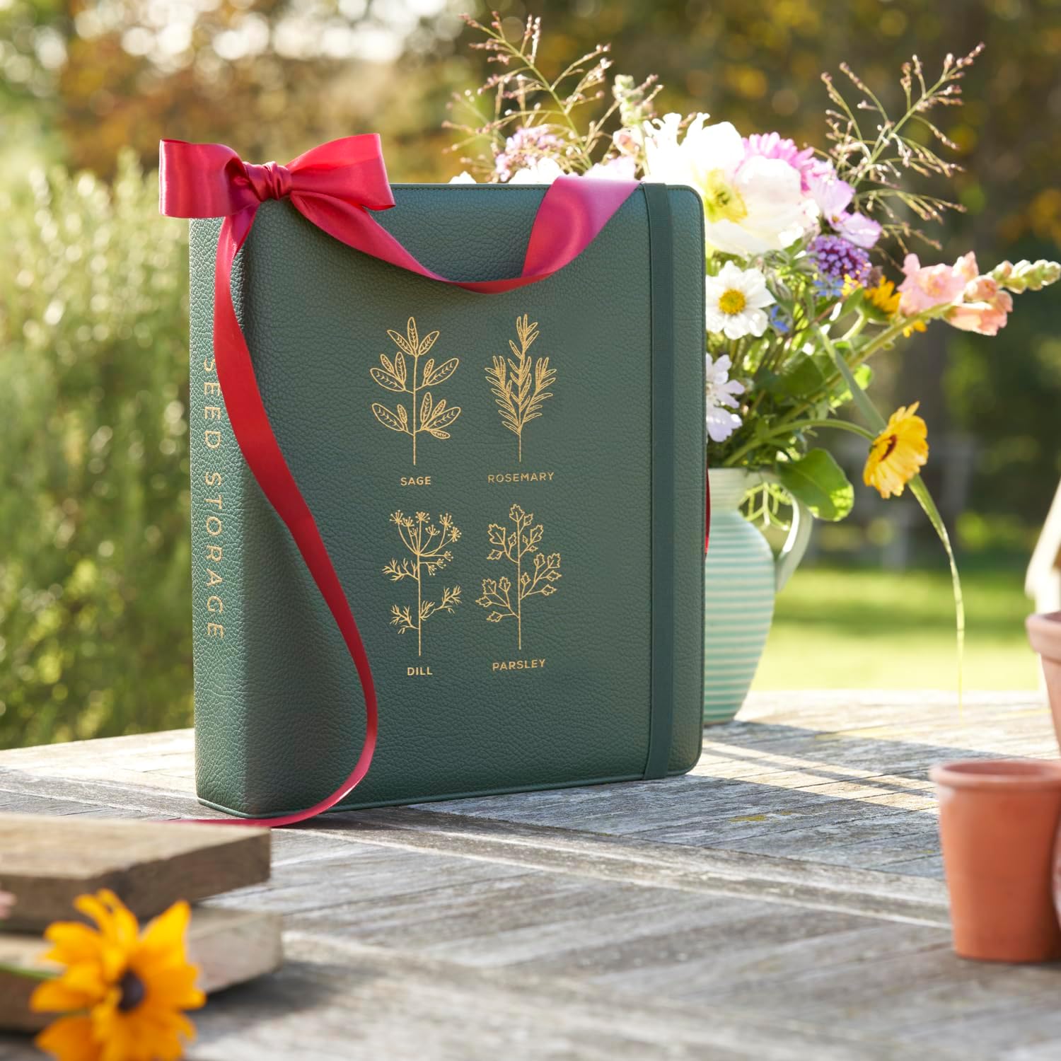 Wildgoose Seed Binder - Garden Seed Packet Organizer, Storage Book, Green | 50 sheet protectors hold 200 envelopes