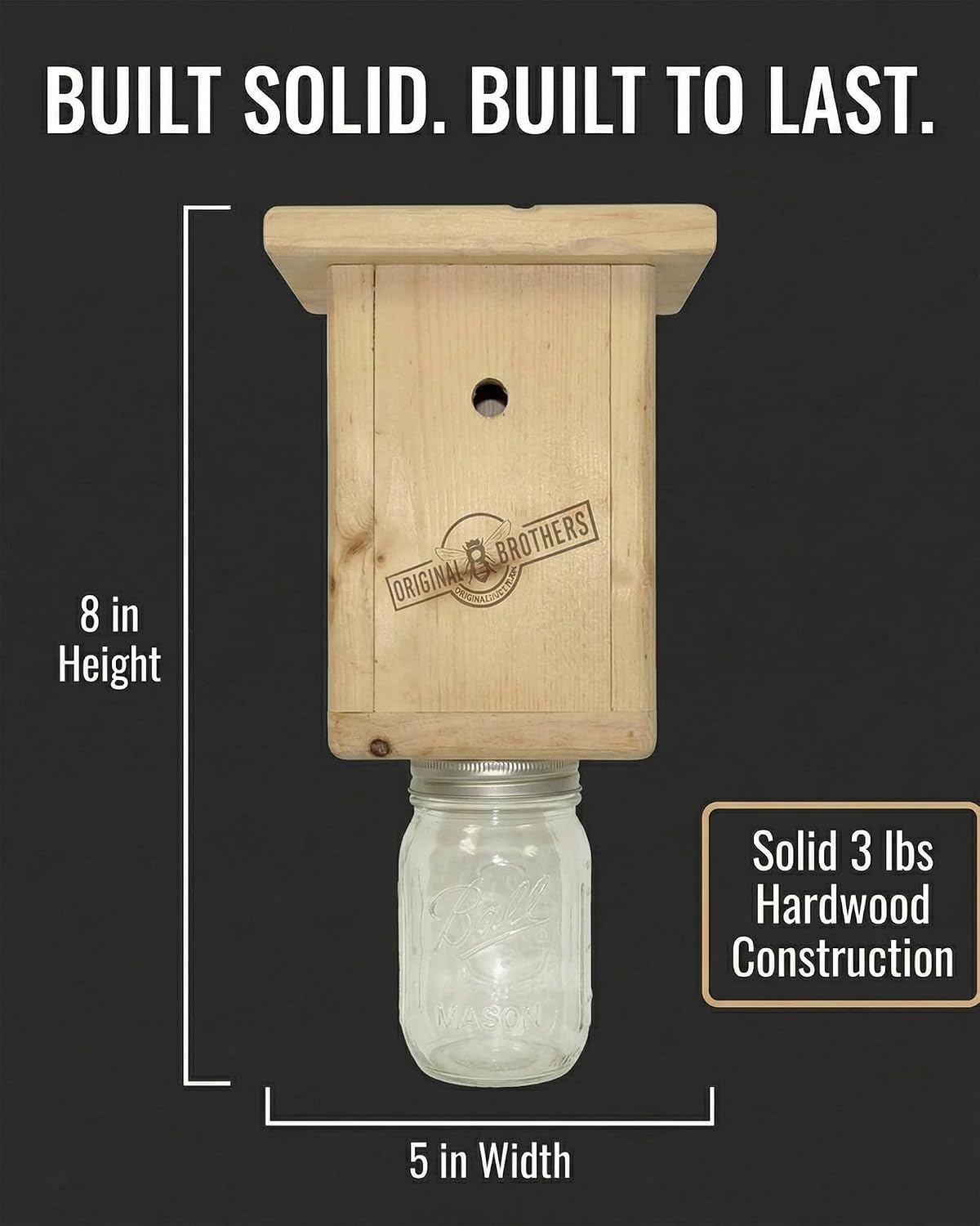 Wooden Carpenter Bee Catchers for Hanging Outdoor Traps Kit - Pack of 1 | Carpenter Bee Traps for Home, Yard, Garden
