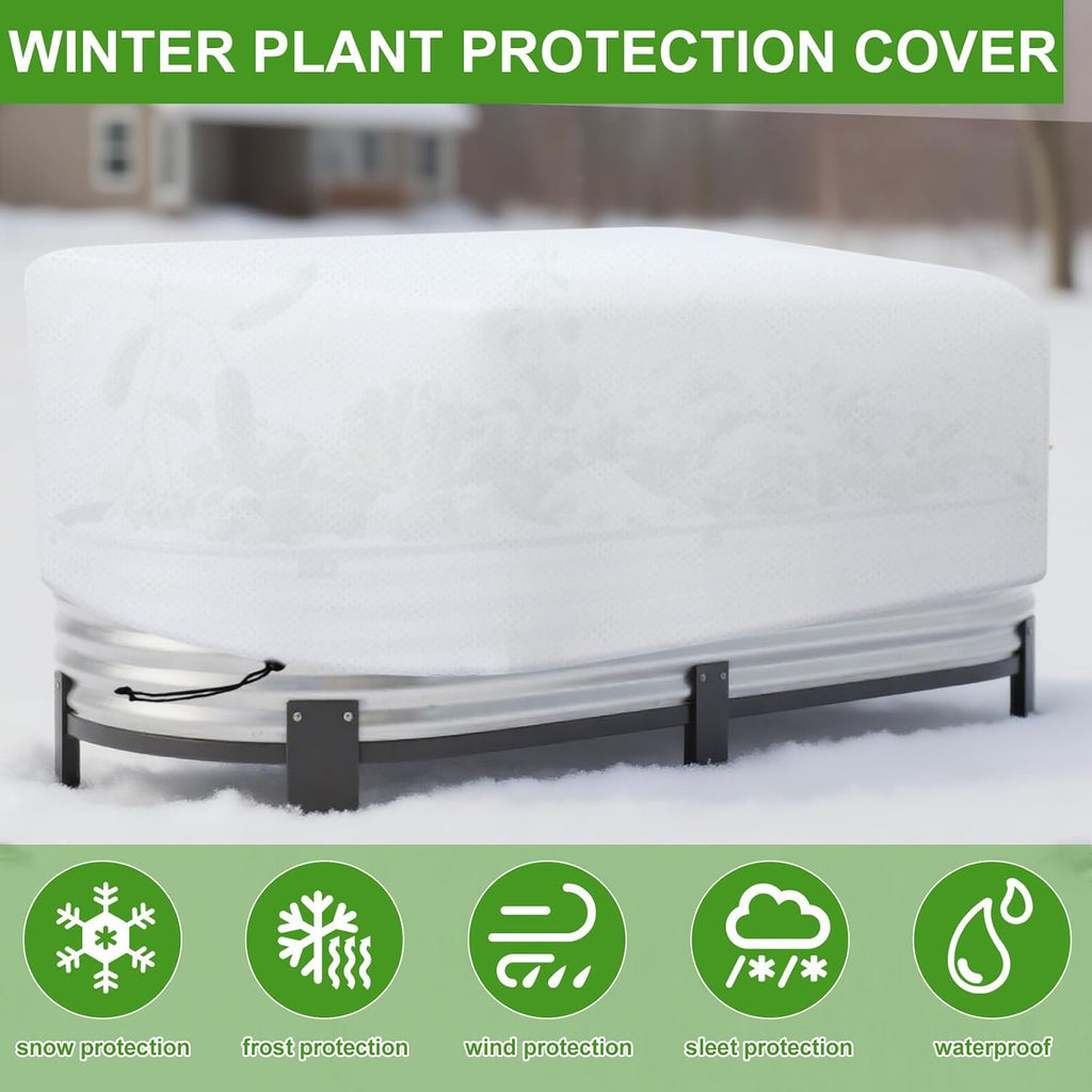 4 Pcs Winter Plant Covers Freeze Protection 4.1 x 2 x 1.6 ft Oval Raised Garden Bed Cover with Drawstring, 2.1oz/yd²