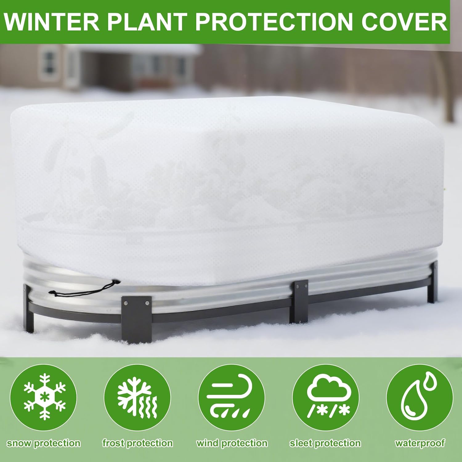4 Pcs Winter Plant Covers Freeze Protection 4.1 x 2 x 1.6 ft Oval Raised Garden Bed Cover with Drawstring, 2.1oz/yd²