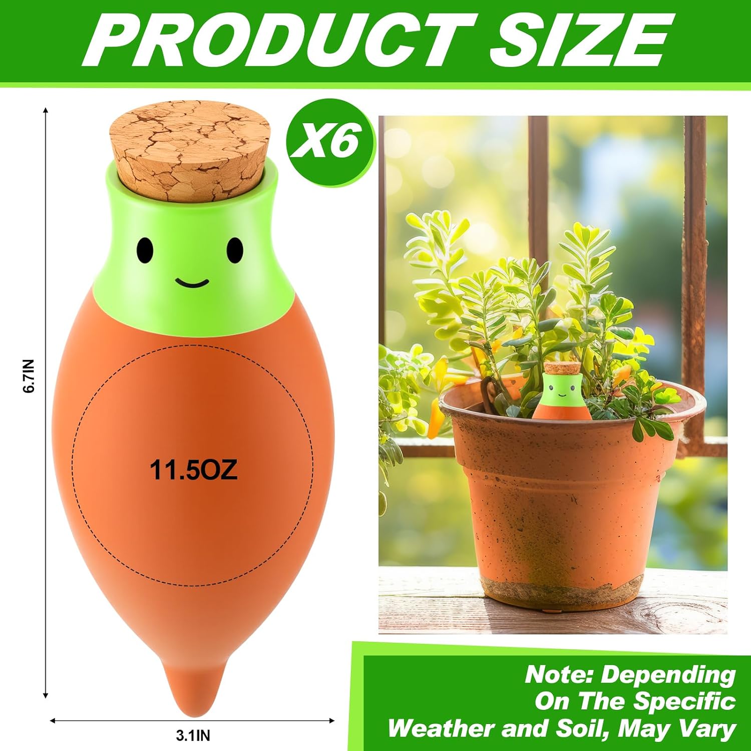 LemonRoad 6 Pcs Self Watering Terracotta Globes 11.5oz Large Ollas Plant Watering Globes Planter Insert Spike Pot Clay