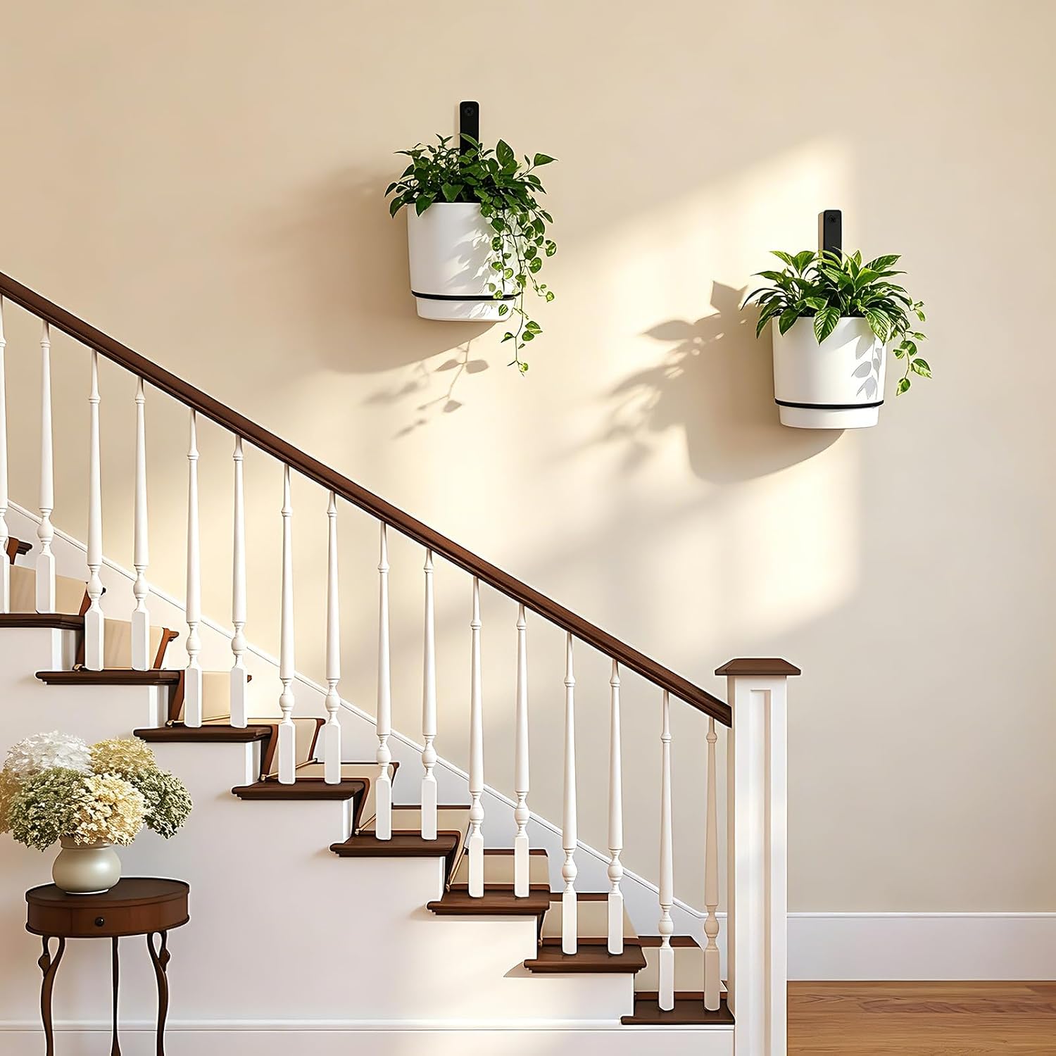 2 Pcs Wall Mounted Hanging Planter Vase for Indoor Outdoor Plants,Modern Metal Wall and Ceiling Hanging Flower Pot with