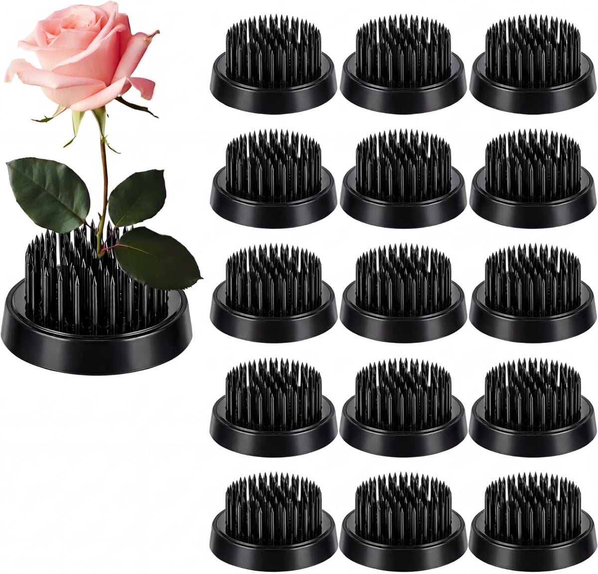 Sliner 16 Pcs Floral Frogs Round Flower Holder,Black,1.34 Inch