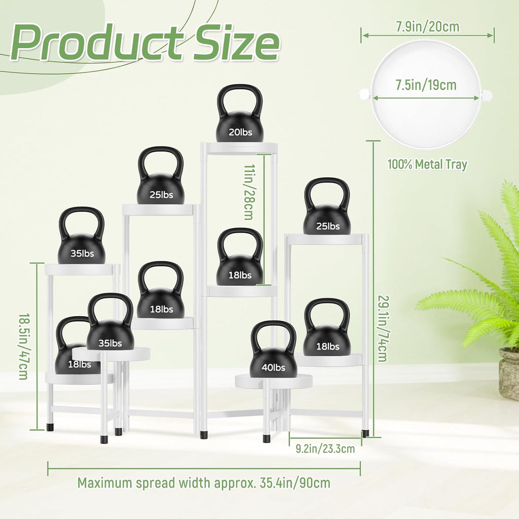 iDavosic.ly Plant Stand Indoor Outdoor, 10 Tier Metal Corner Shelf, White | Tiered Flower Display Holder, Folding Multi
