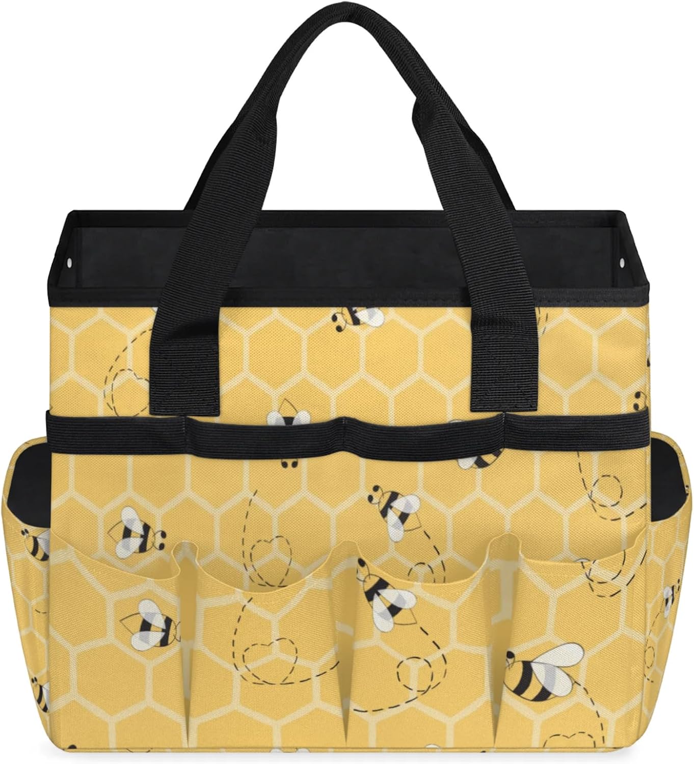 Yellow Bee Gardening Tool Bag,Heavy Duty Garden Tote Bag,Portable Oxford Gardening Storage Basket Organizer Handbag