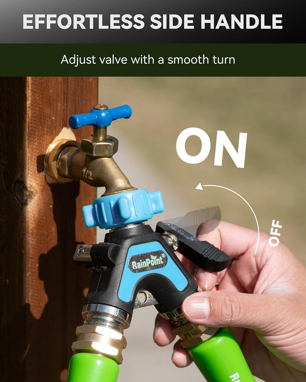 RAINPOINT Garden Hose Splitter 2 Way, All Metal Heavy Duty Water Hose Y Splitter With 2.05" Extra Long Side Handle &