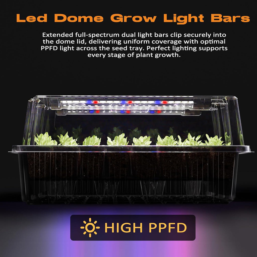 Patigrow 80-Cell Self-Watering Seed Starter Tray with Grow Light, Seed Starter Kit with 4.07” Humidity Dome, Indoor