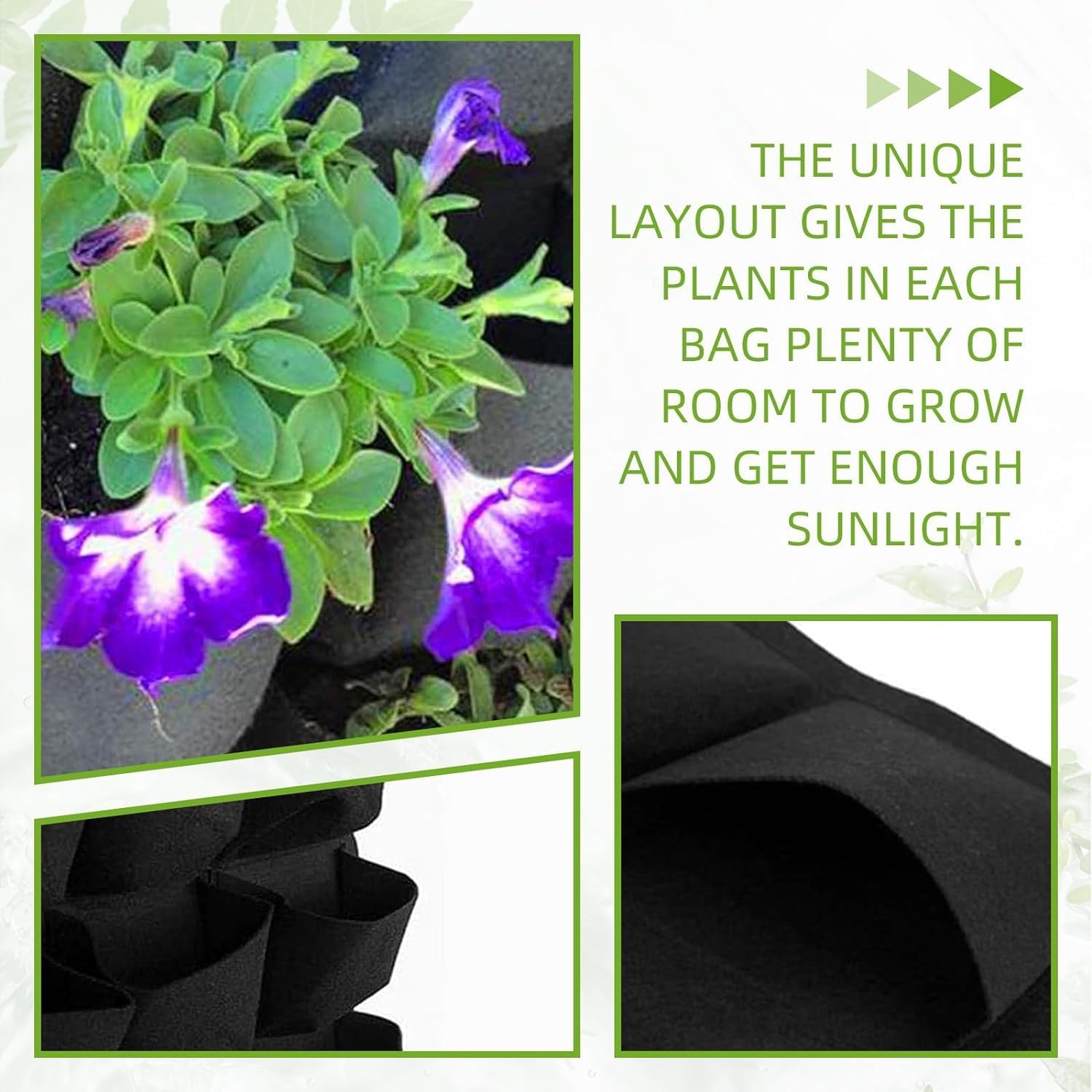LITLANDSTAR 18 Pockets Hanging Grow Bags, 2 Pack Horizontal Wall Planter Plant Grow Bags Outdoor Indoor Hanging Planter