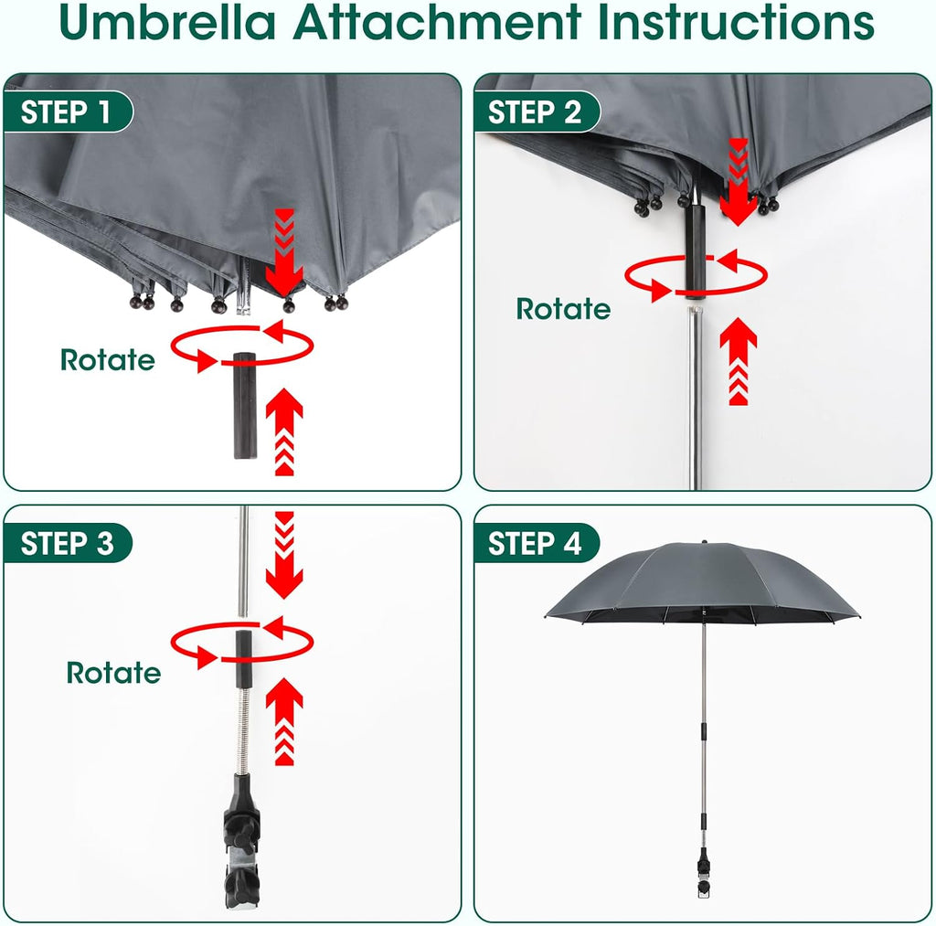 OAOA innovation 2-in-1 Garden Kneeler with Umbrella, Kneeling Bench & Grey Umbrella, Portable Stool 330lb Capacity