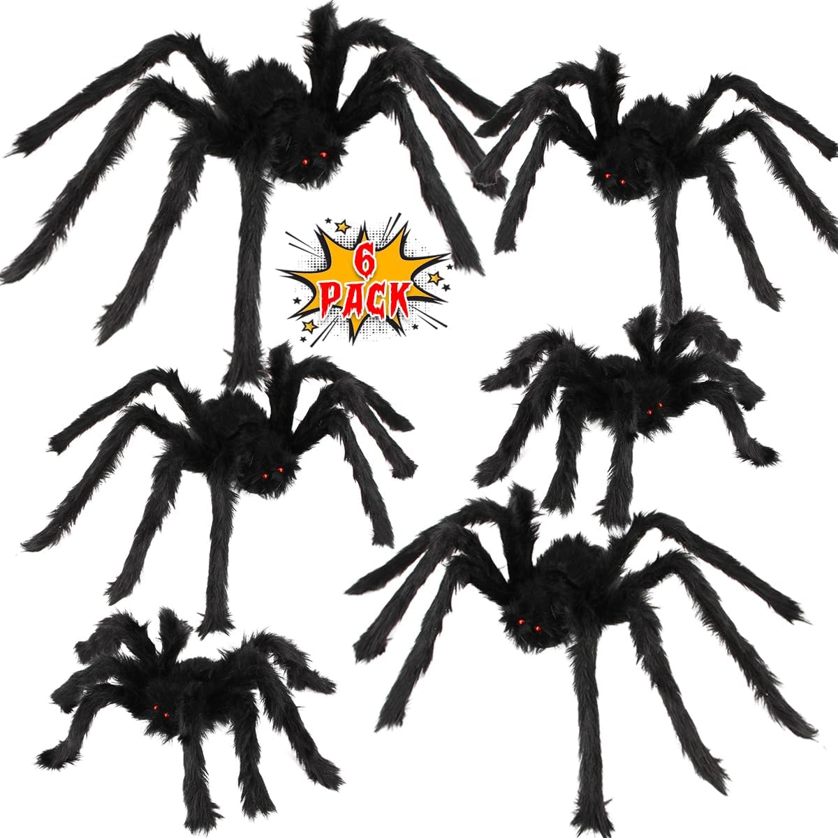 Halloween Decorations Outdoor Large Spider: 6 Pack Spiders Halloween Decor