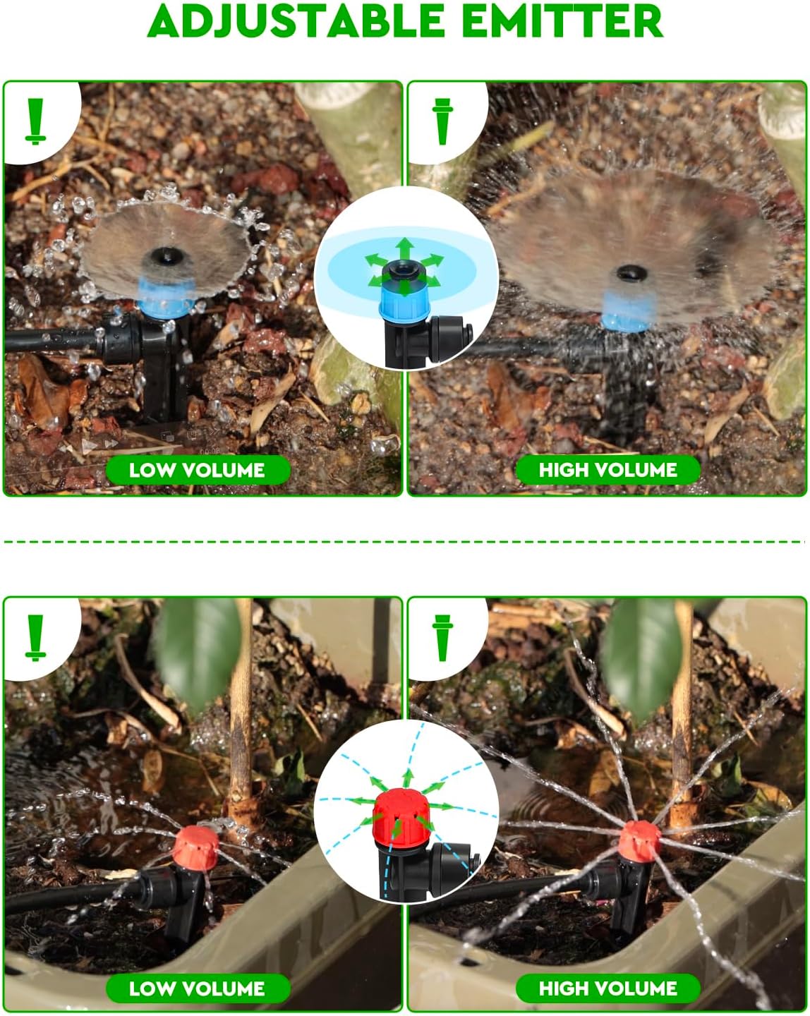 Drip Irrigation System, 40FT 1/2" Mainline & 100FT 1/4" Tubing, with Adjustable Drip Emitters Misting Sprinkler