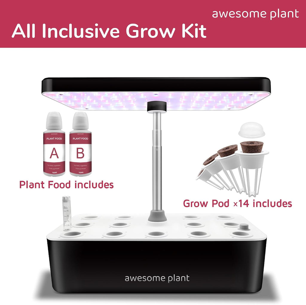 14Pro Hydroponics Growing System Kit (14 Pods), Large Indoor Herb Garden Kit with 5L Watertank, LED Grow Light, Perfect