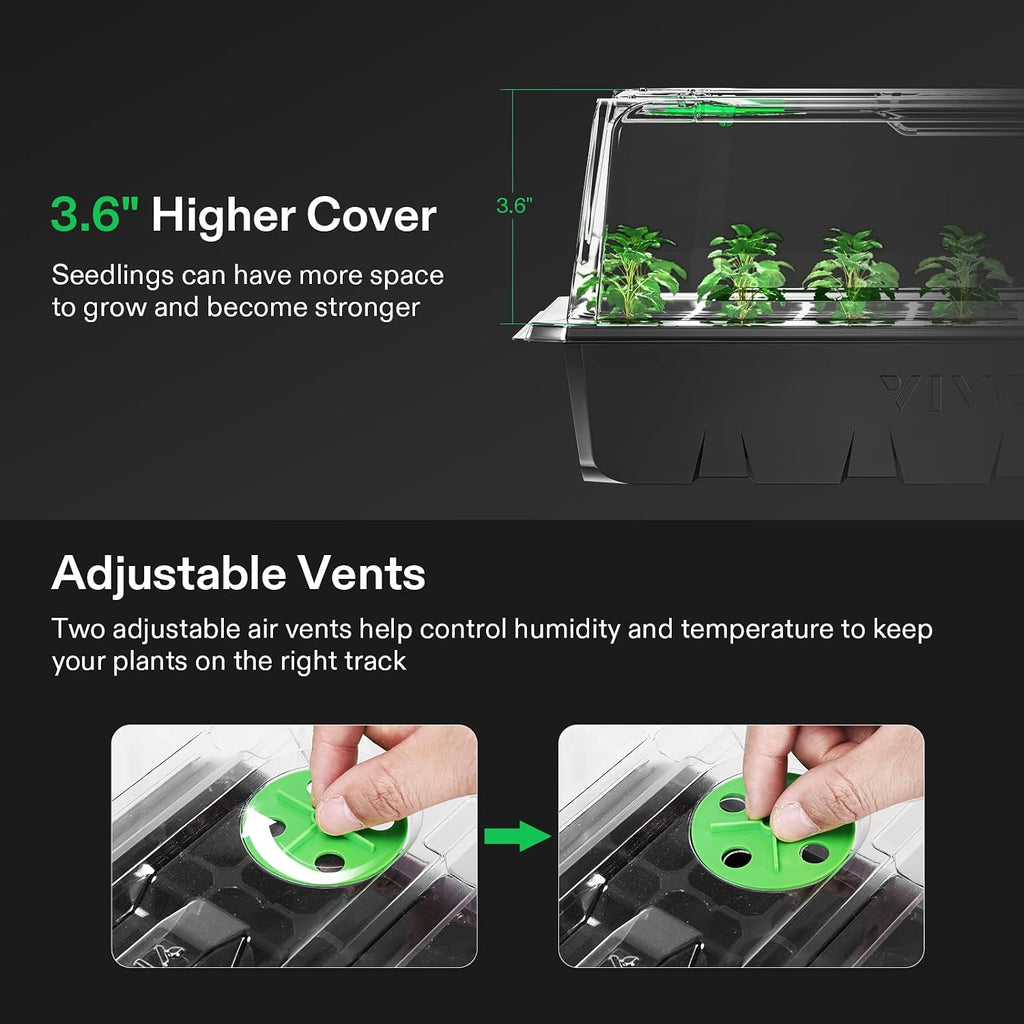 VIVOSUN 1-Pack Seed Starter Kit, 40-Cell Tray, LED Lights and Heat Mat | 10"x20.75" Seedling Heating Mat, 3.6" Higher