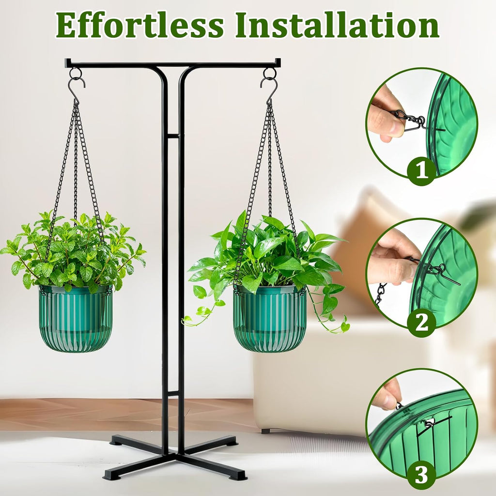 Halatool 2 Pack 8.3 Inch Self-Watering Hanging Planters for Indoor Plants, Outdoor Flower Pots with 2 Metal Chains