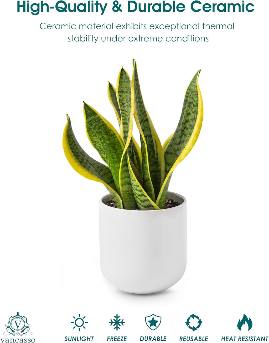 vancasso 6 Inch Ceramic Plant Pots, Planters with Drainage Hole, Flower Pots Planters Pots for Indoor Plants, Modern