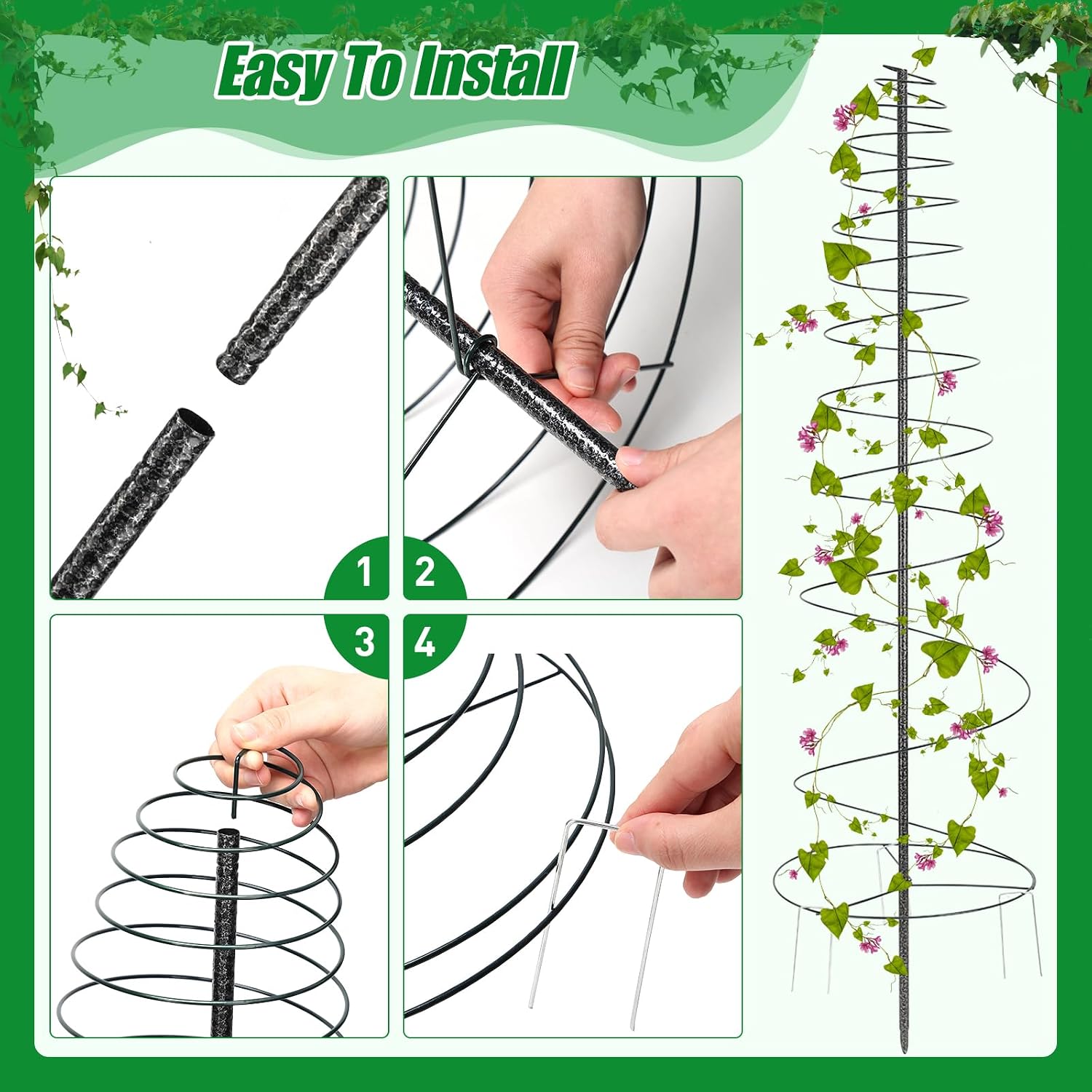 Trellis for Climbing Plants Outdoor,2 Pack Plants Trellis 44 inch Support Metal Garden Trellis for Plants Flowers Light