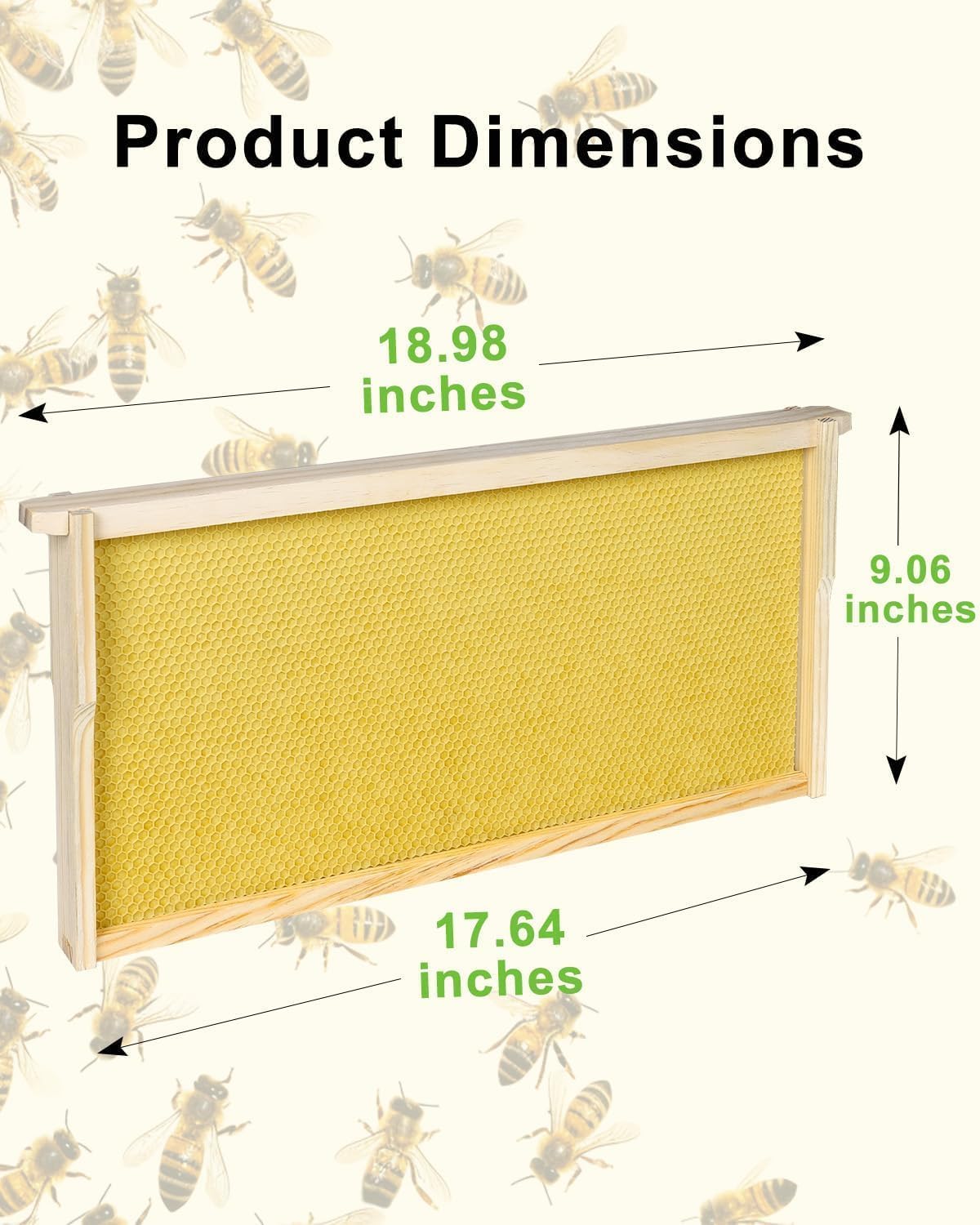 10 Pack Bee Frames Deep - Bee Hive Frames and Wax Foundations Yellow Beehive Frams