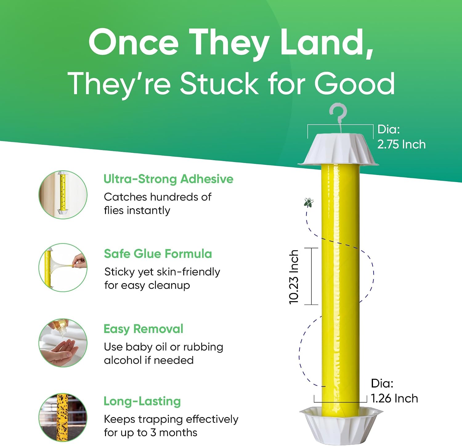 Sticky Fly Trap Indoor & Outdoor Pack of 8 | Hanging Fly Stick for Gnats, Flies, Wasps, Mosquitoes & Other Flying Bugs