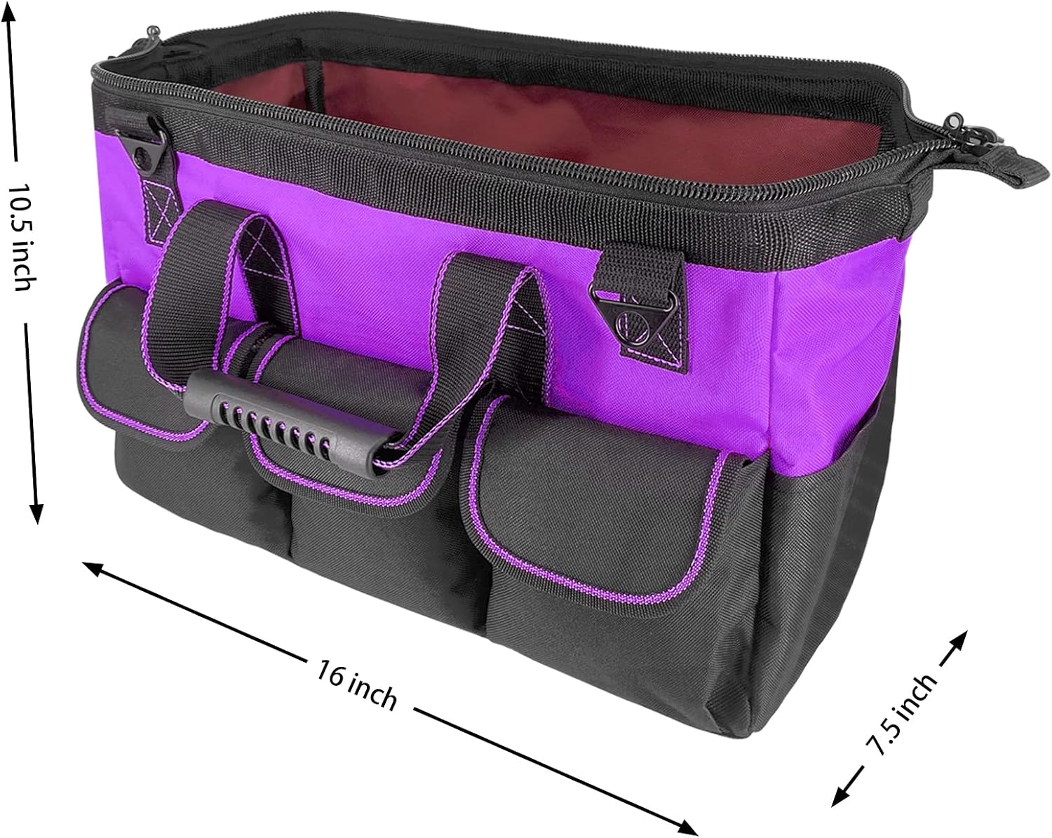 Women Heavy Duty Tool Bag with Molded base,Garden Storage Organizer for Tools,16 x 7.5 x 10.5 inches,600D Polyester