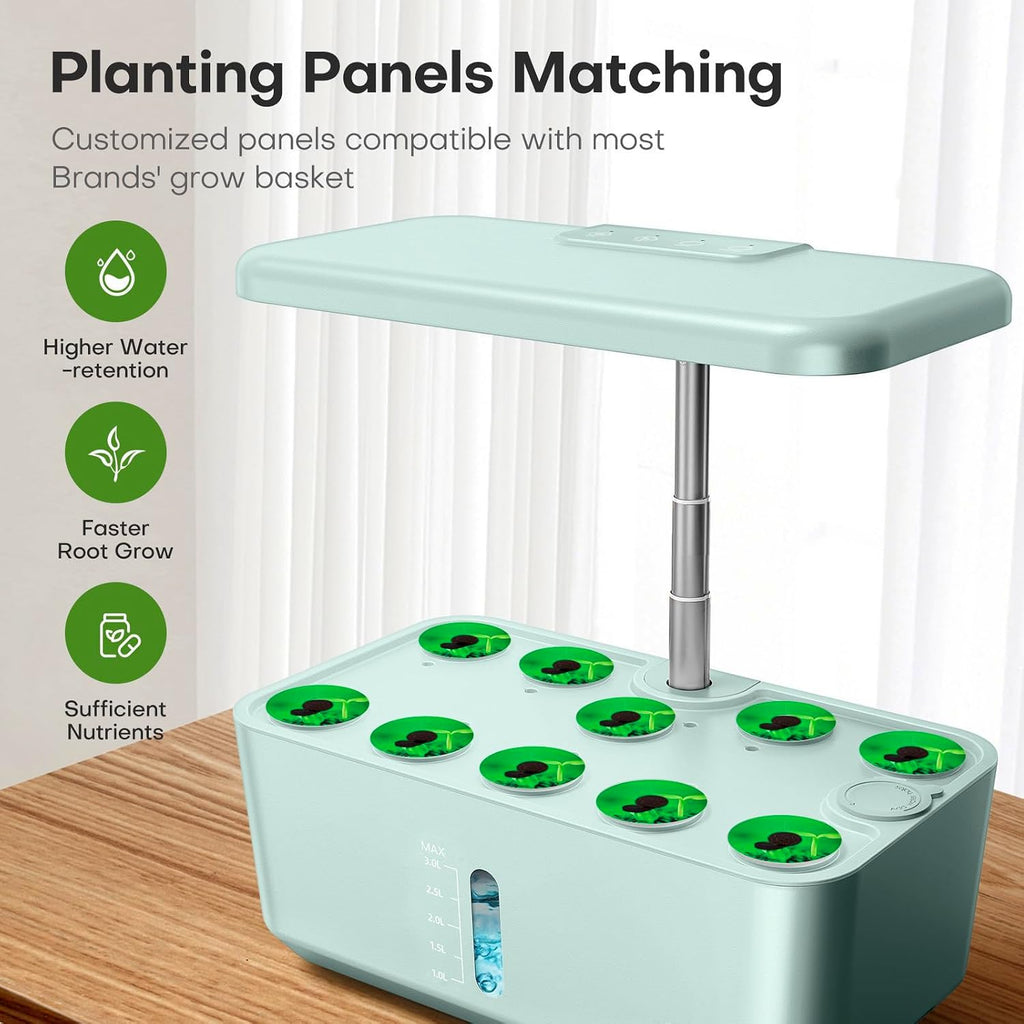 Indoor Garden Hydroponics Growing System: 10 Pods Kit with LED | Plant Germination Kit Herb Vegetable Growth Lamp