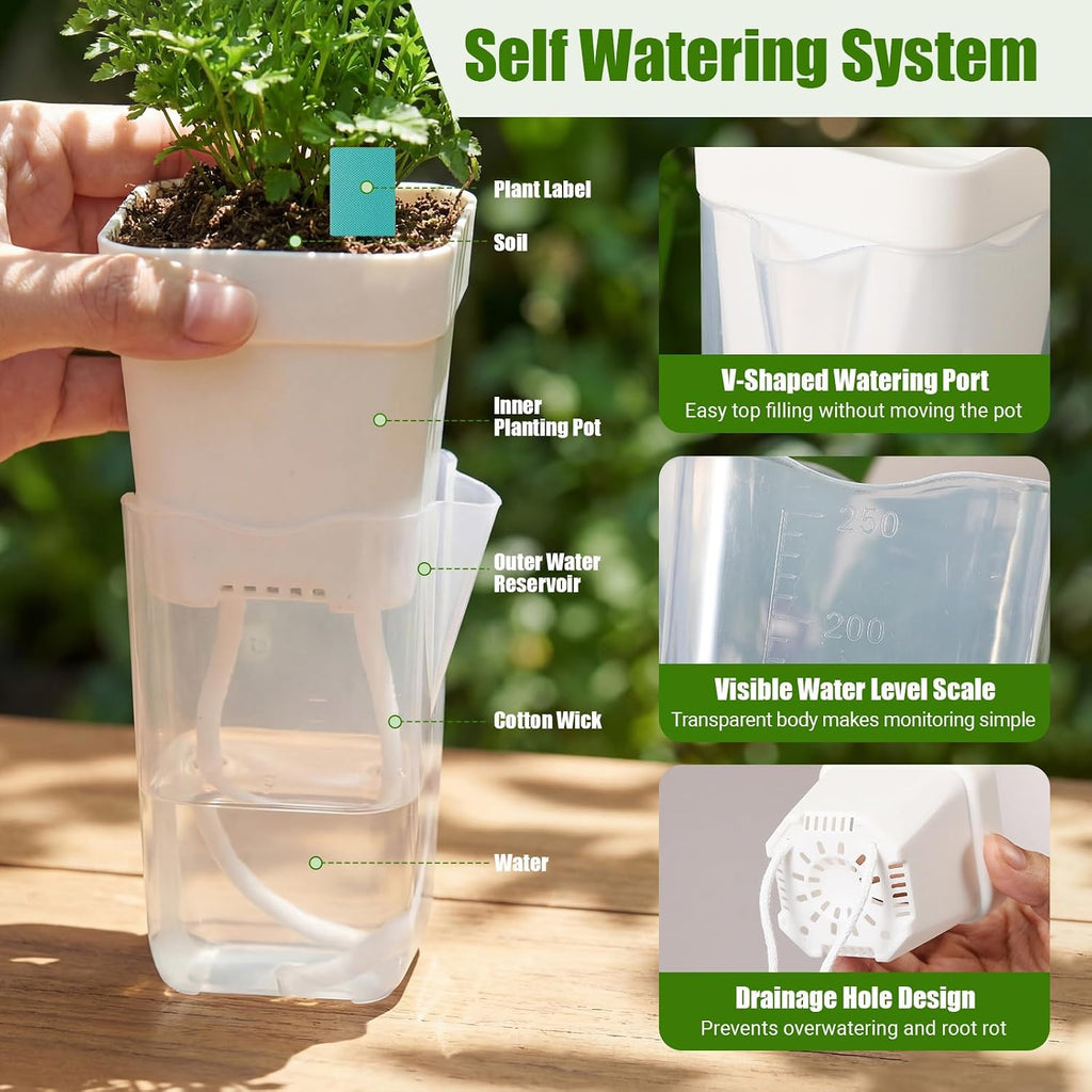 30 Pack 2" 2.5" Small Self Watering Pots for Indoor Plants Clear Mini Self Watering Plant Pot with Water Level Drainage