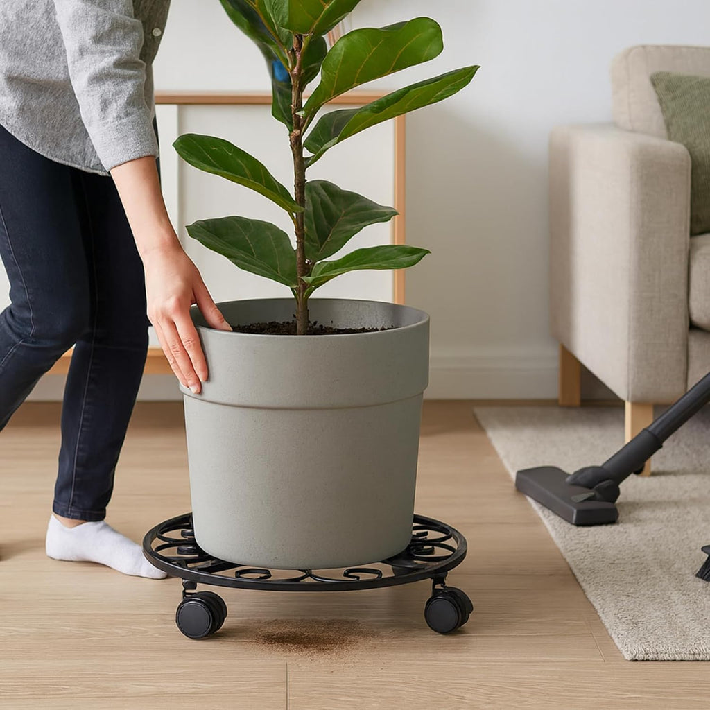 5 Pack Plant Caddy with Wheels Heavy Duty 12 Inches Metal Plant Stand on Wheels Plant dolly Rolling Plant Stand Plant